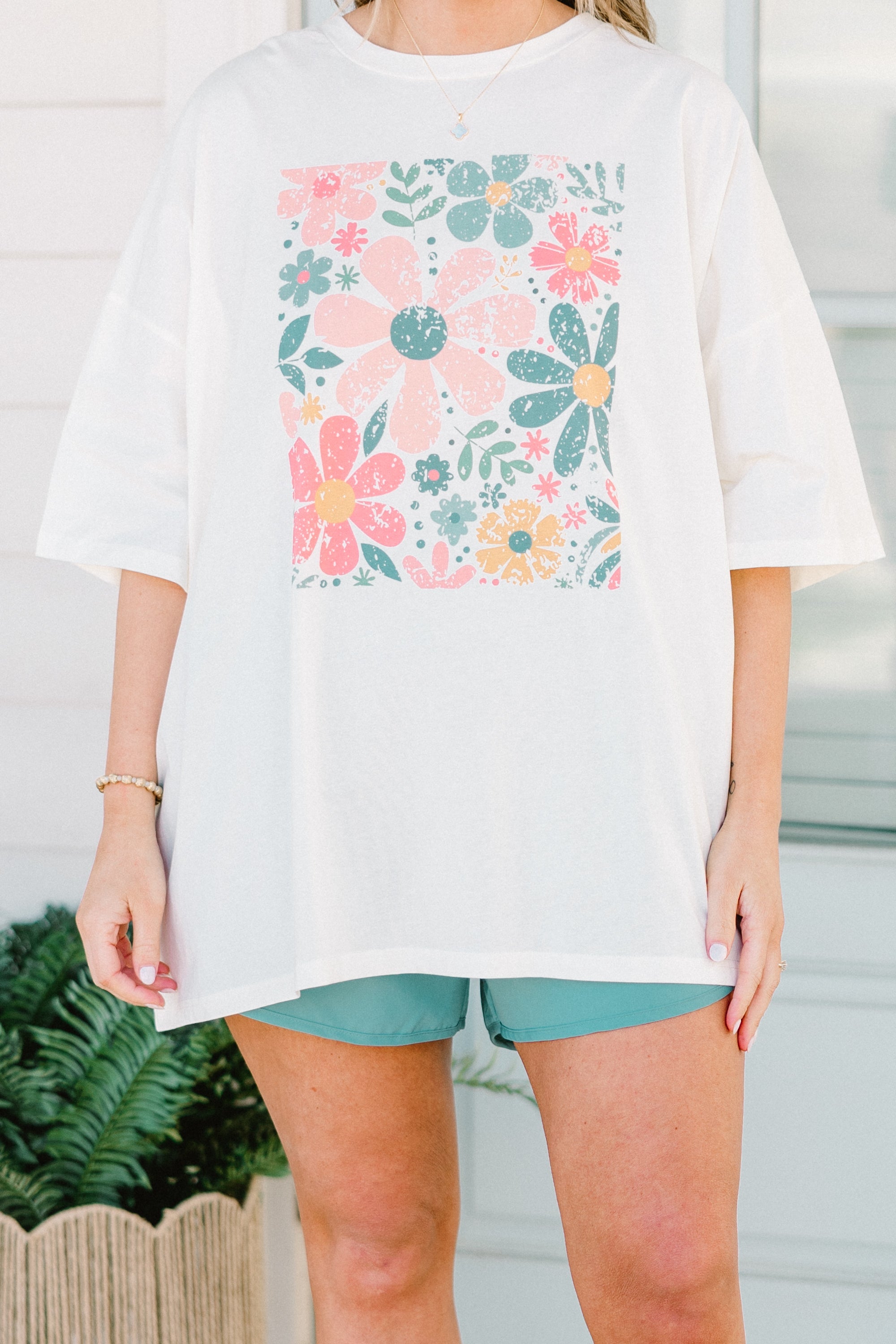 Bunch of Flowers Boyfriend Tee, Ivory