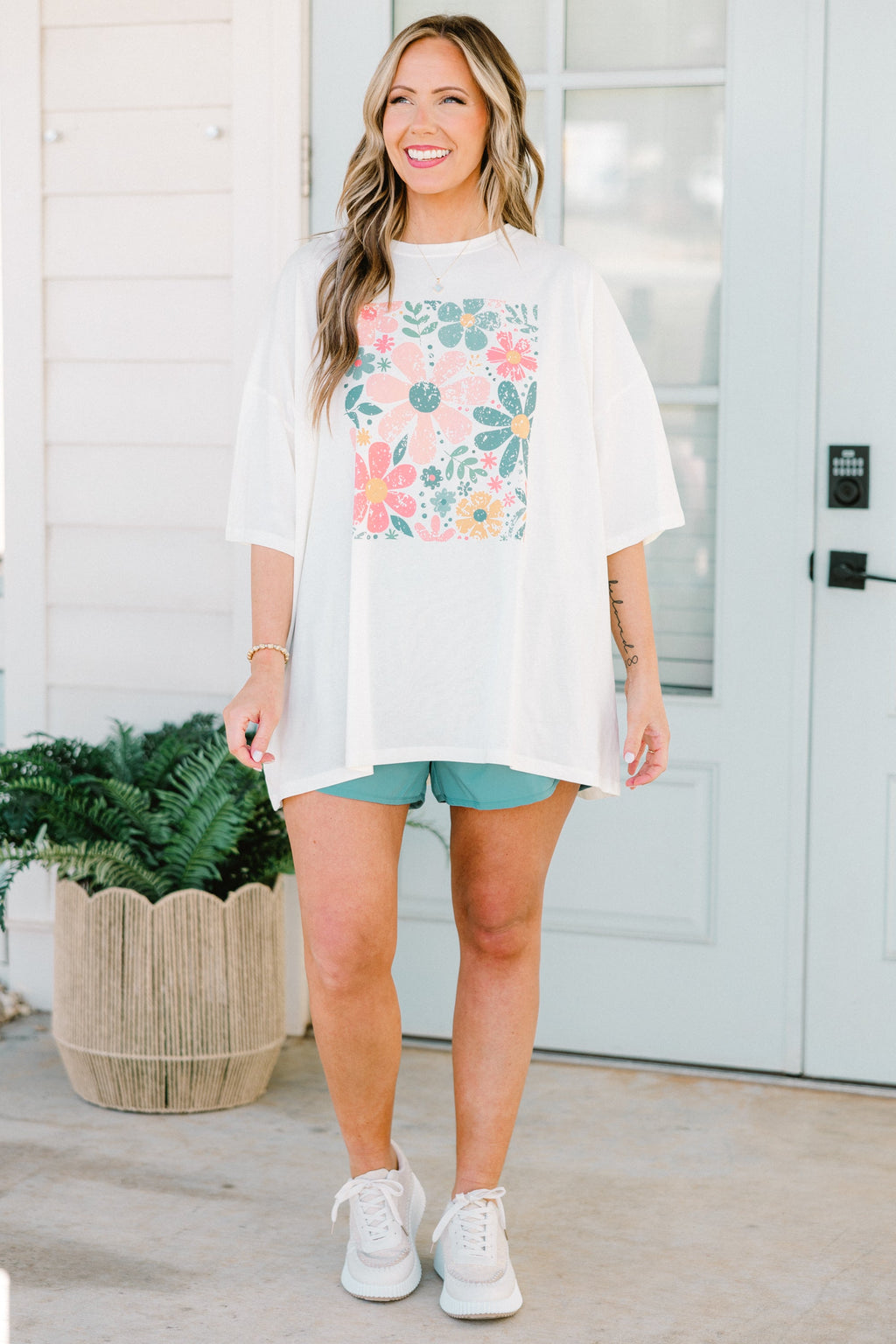 Bunch of Flowers Boyfriend Tee, Ivory