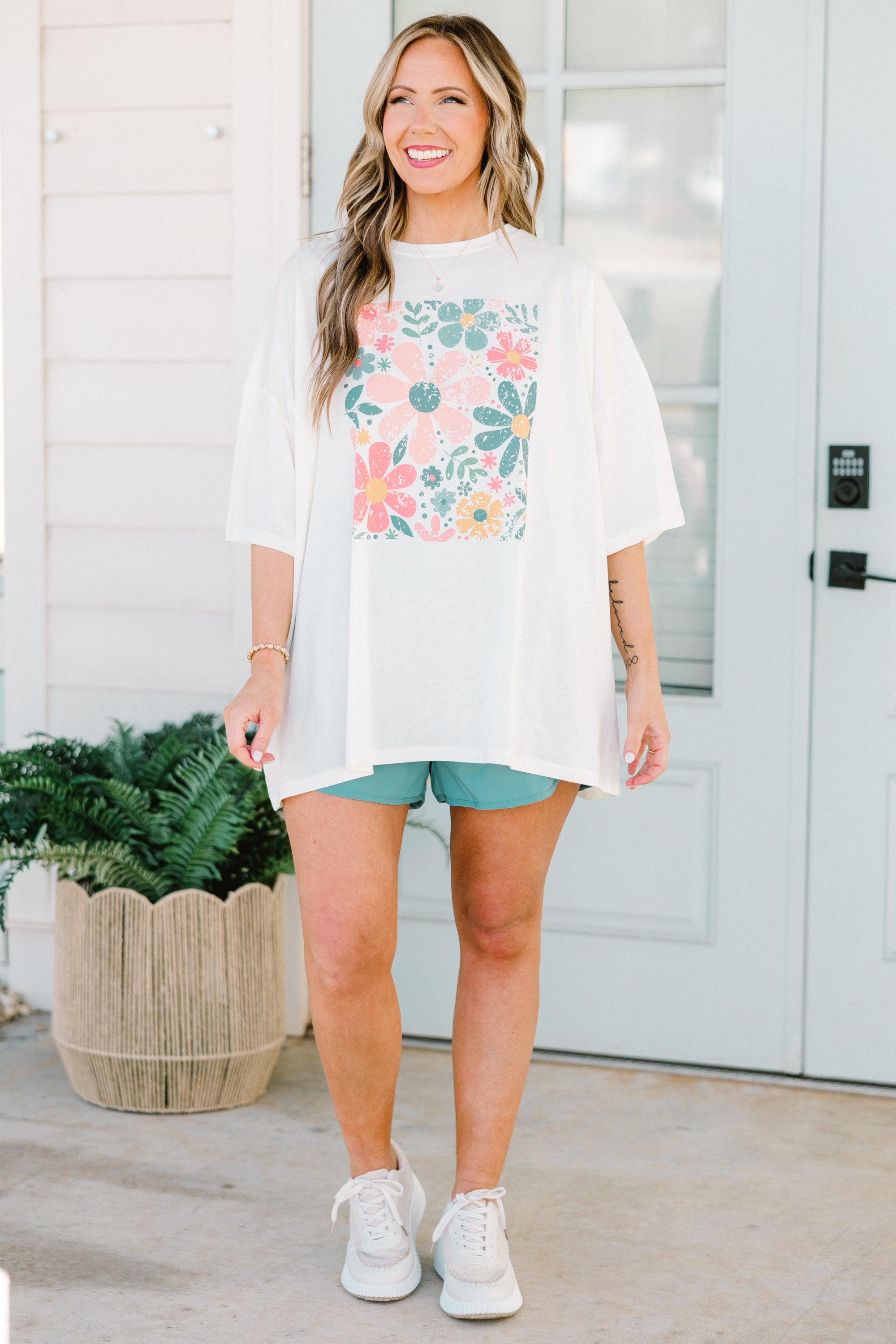 Bunch of Flowers Boyfriend Tee, Ivory