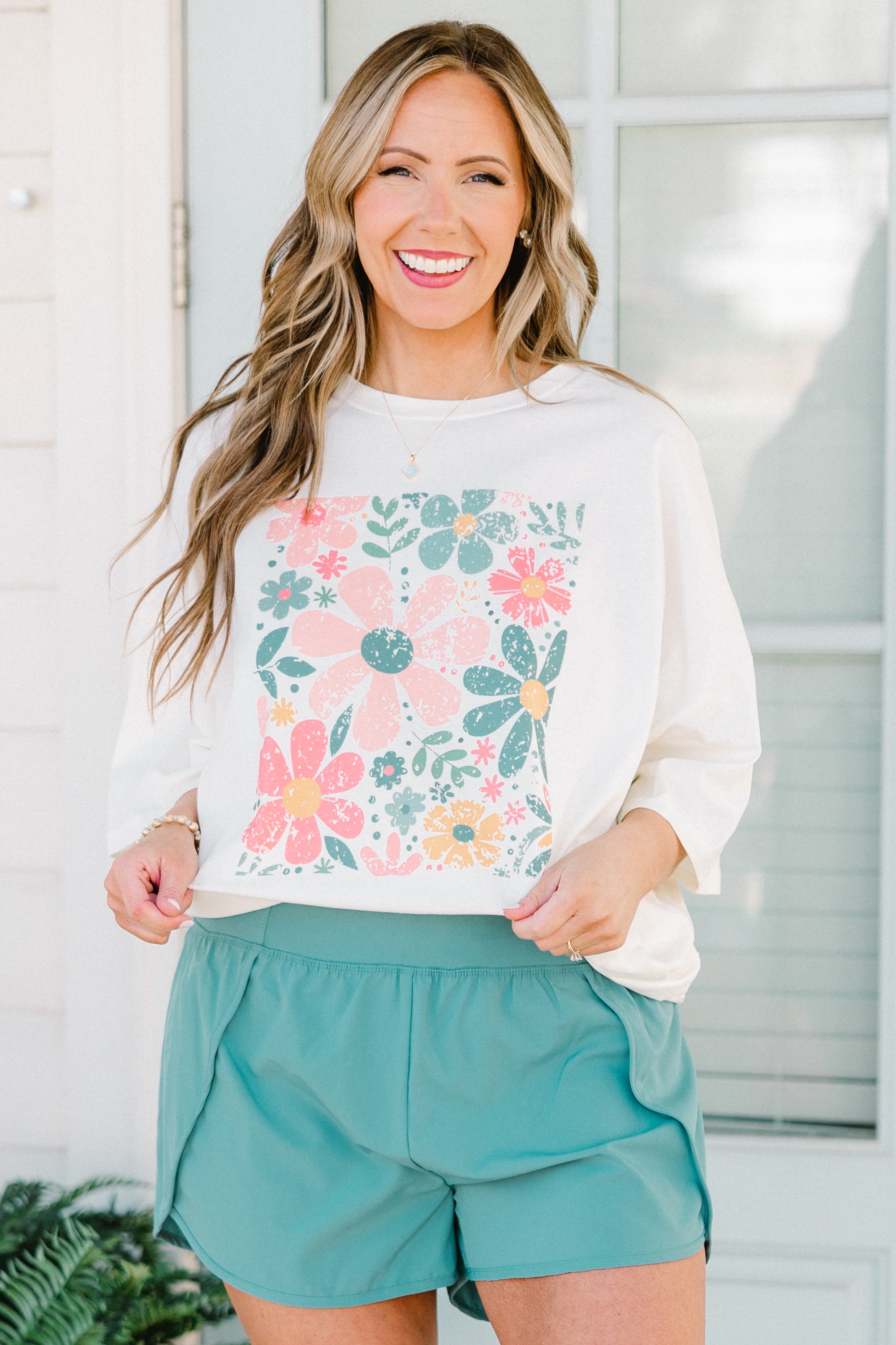 Bunch of Flowers Boyfriend Tee, Ivory