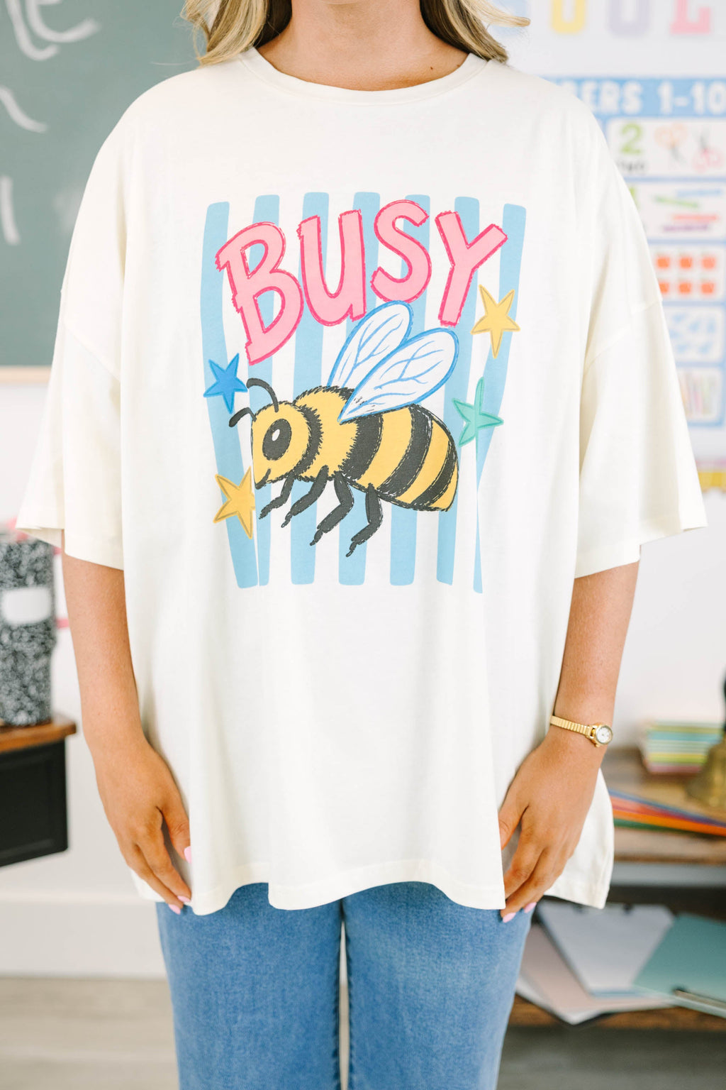 Busy Bee Boyfriend Tee, Ivory