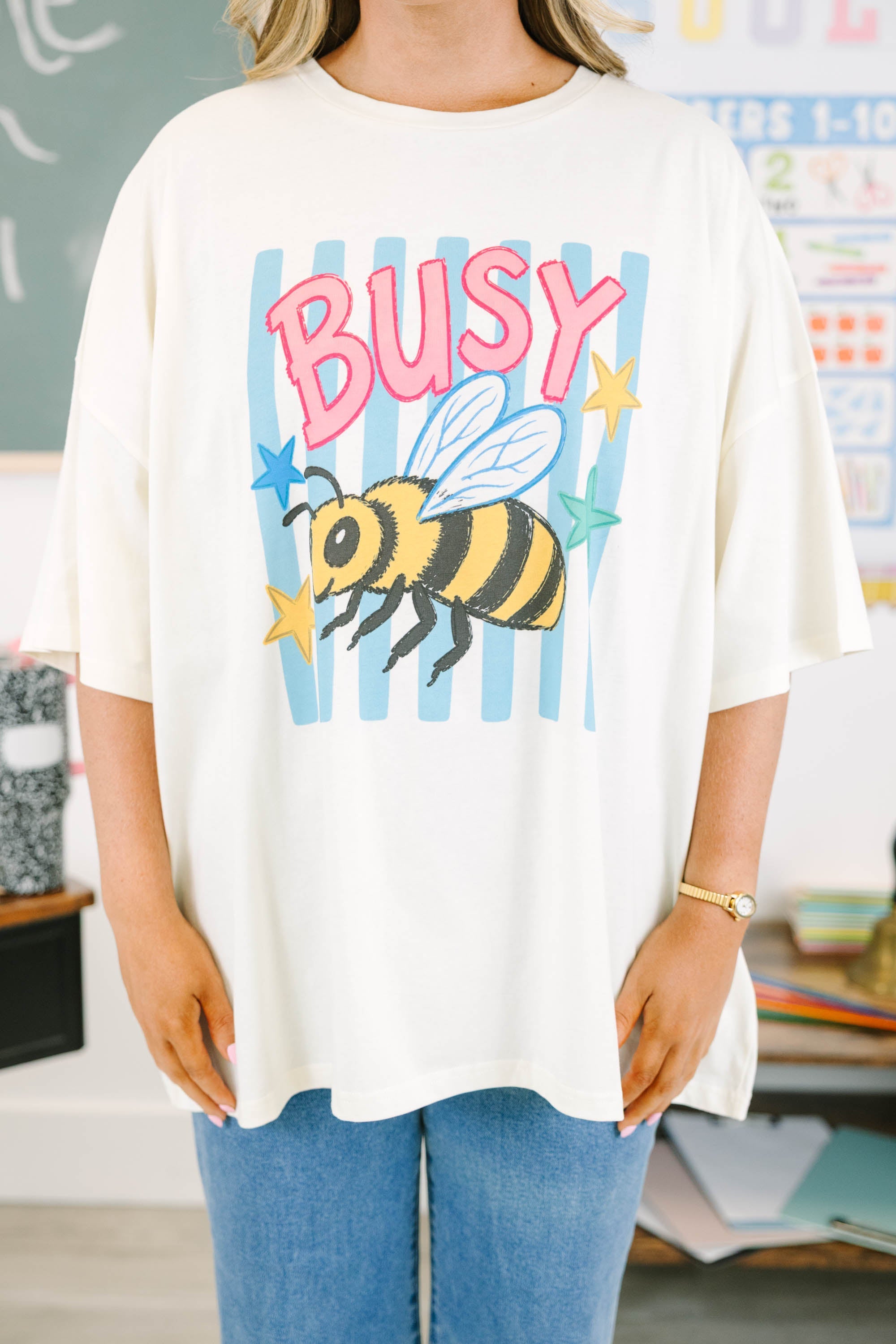 Busy Bee Boyfriend Tee, Ivory
