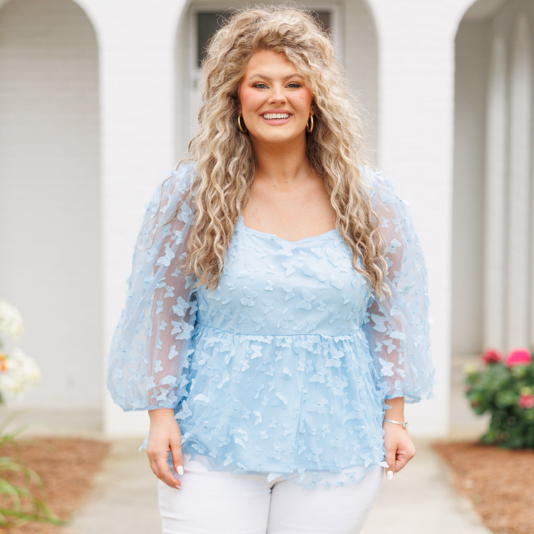 Butterfly Catch Top, Sky Blue