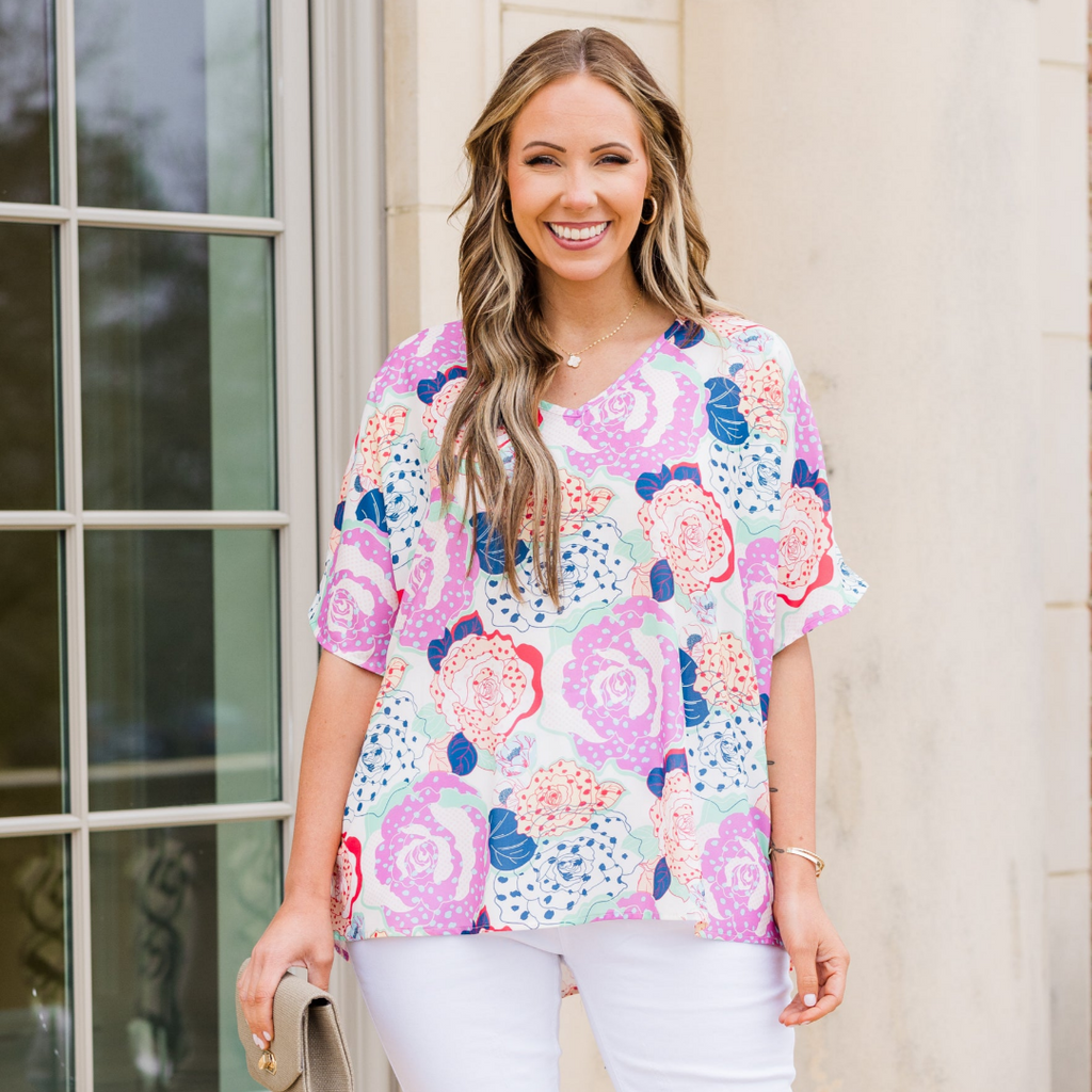 Buzzing With Joy Top, Pink-Red