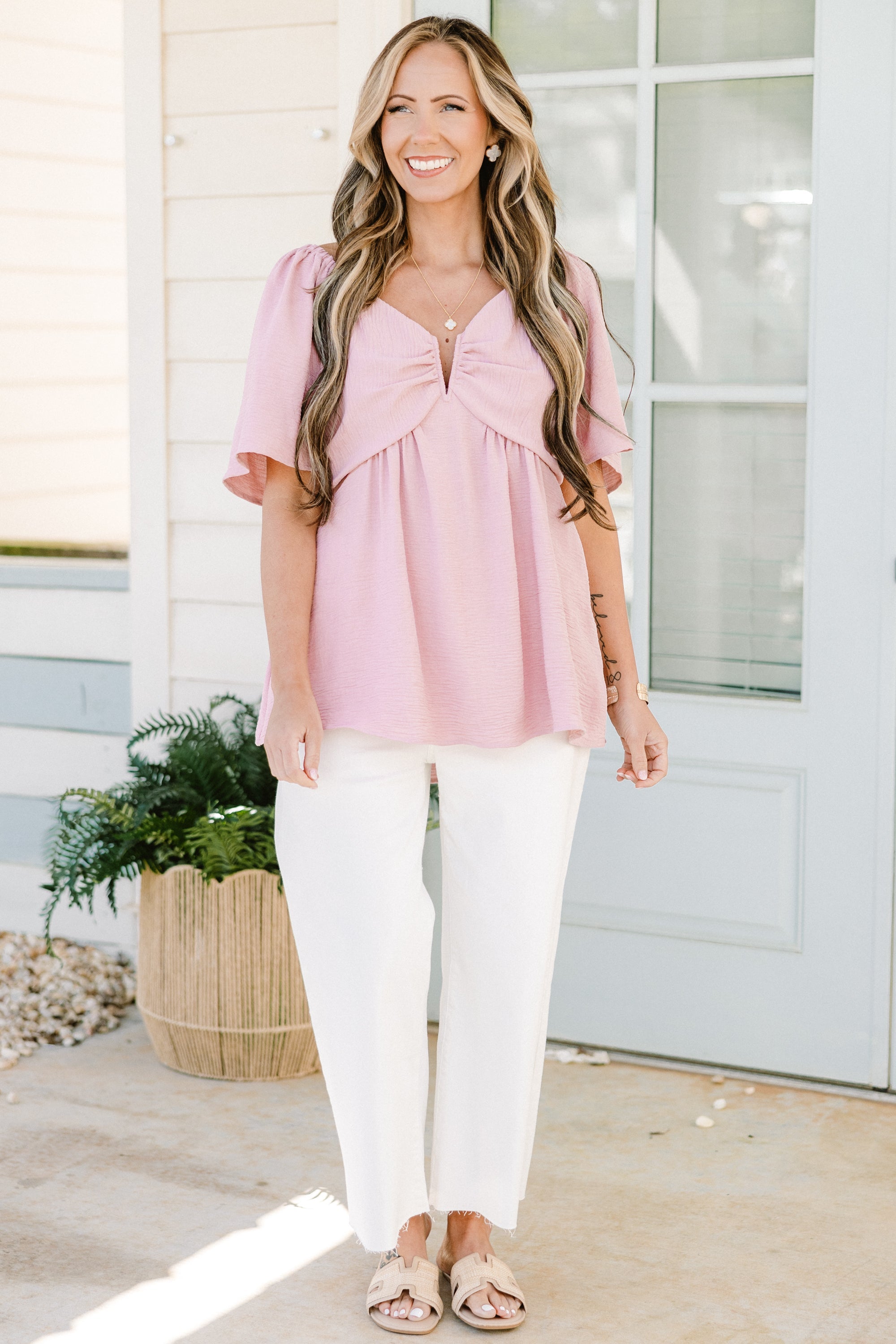 By Any Means Top, Dusty Pink