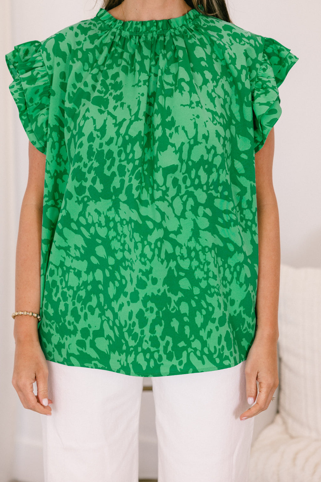Call Me Baby Top, Green Abstract