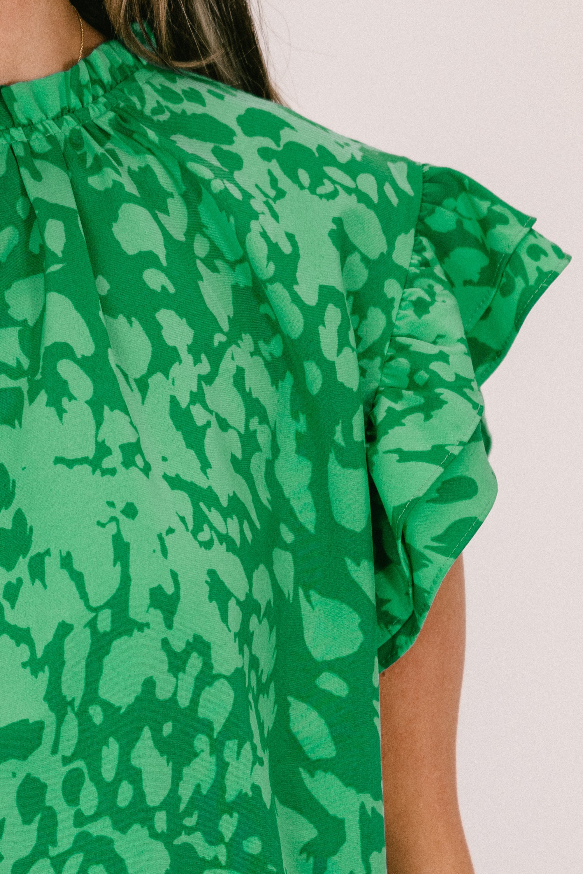 Call Me Baby Top, Green Abstract