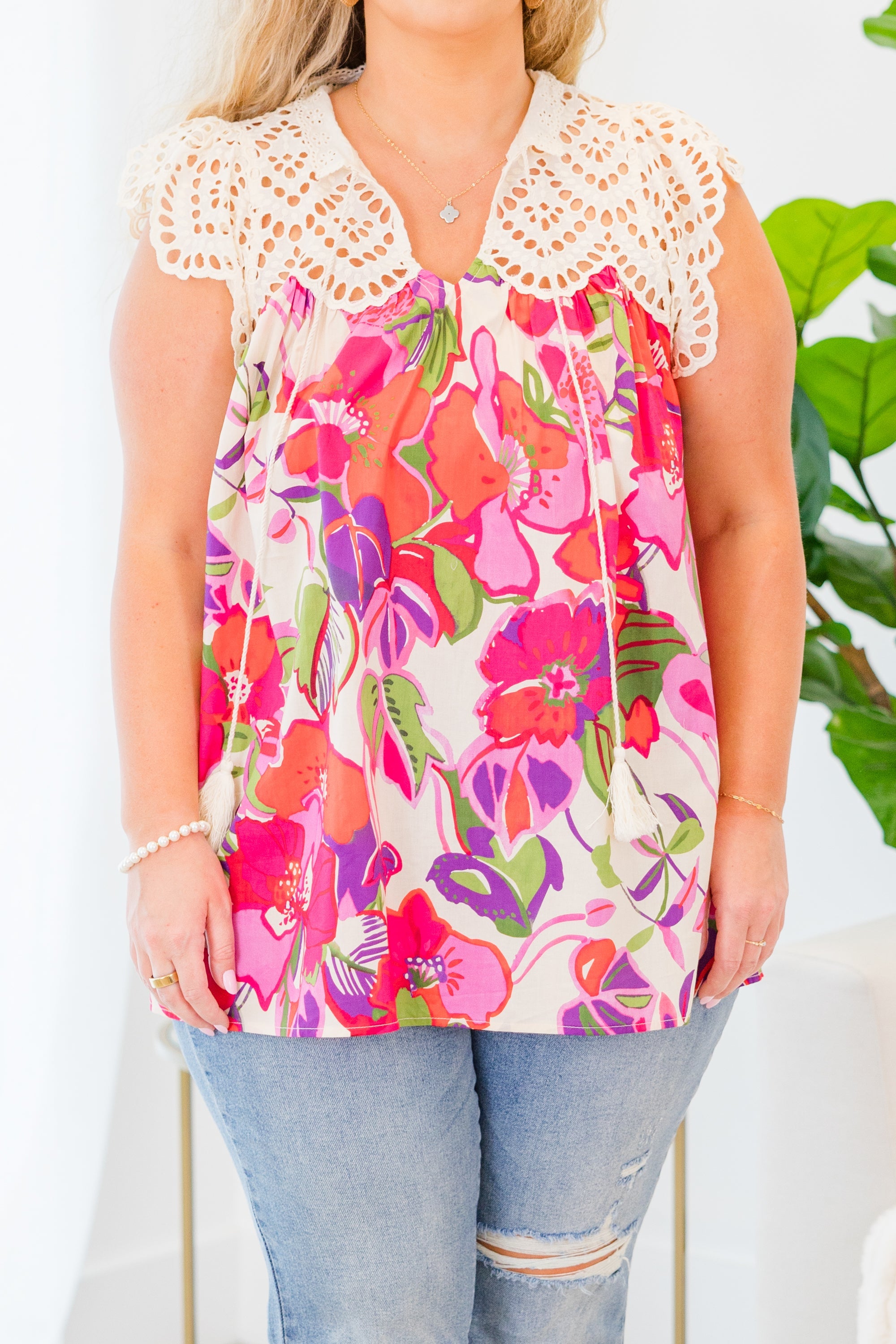 Call Me Rose Top, Ecru Pink