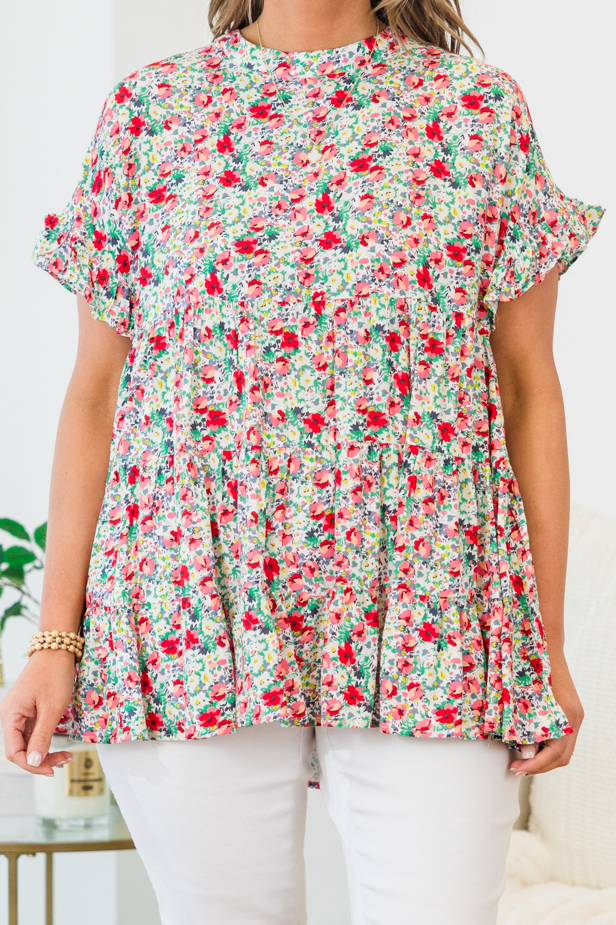 Call Me Sassy Top, Mint-Coral