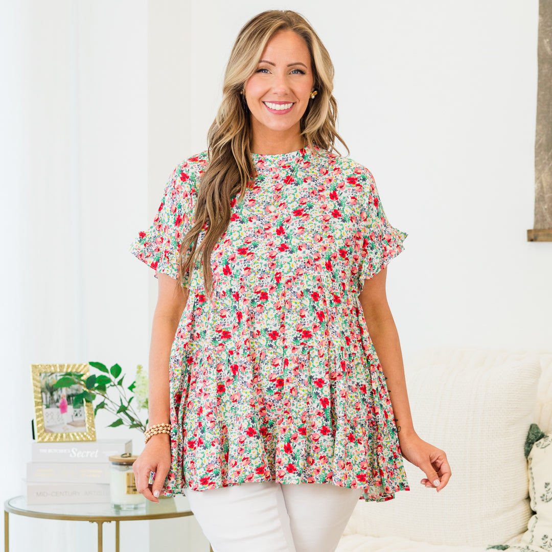 Call Me Sassy Top, Mint-Coral