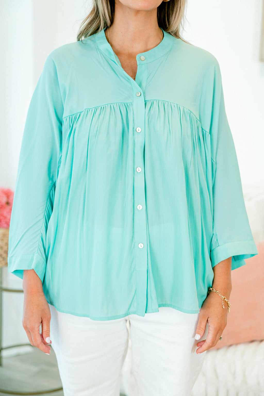 Calm And Collected Top, Aqua