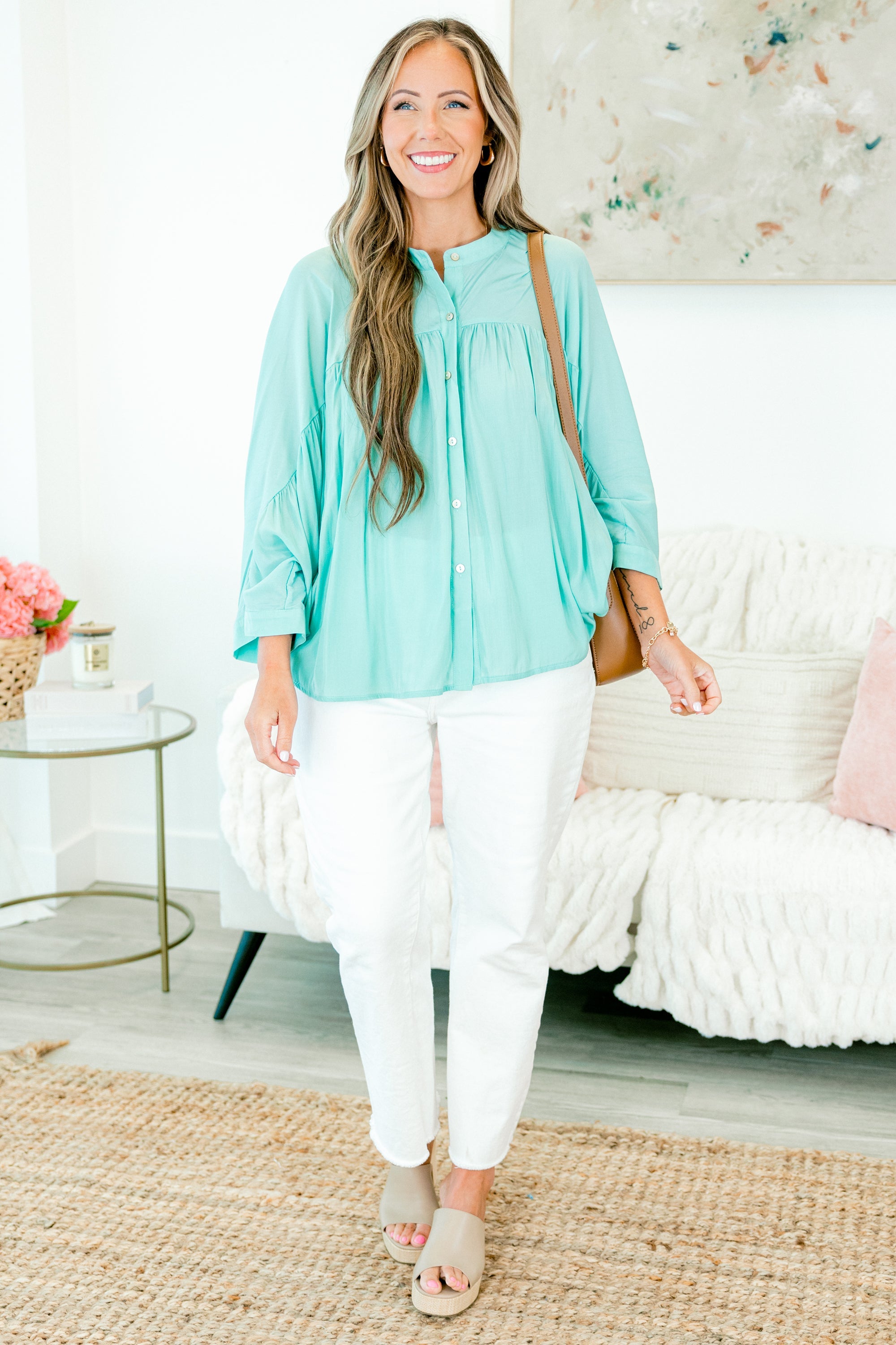 Calm And Collected Top, Aqua