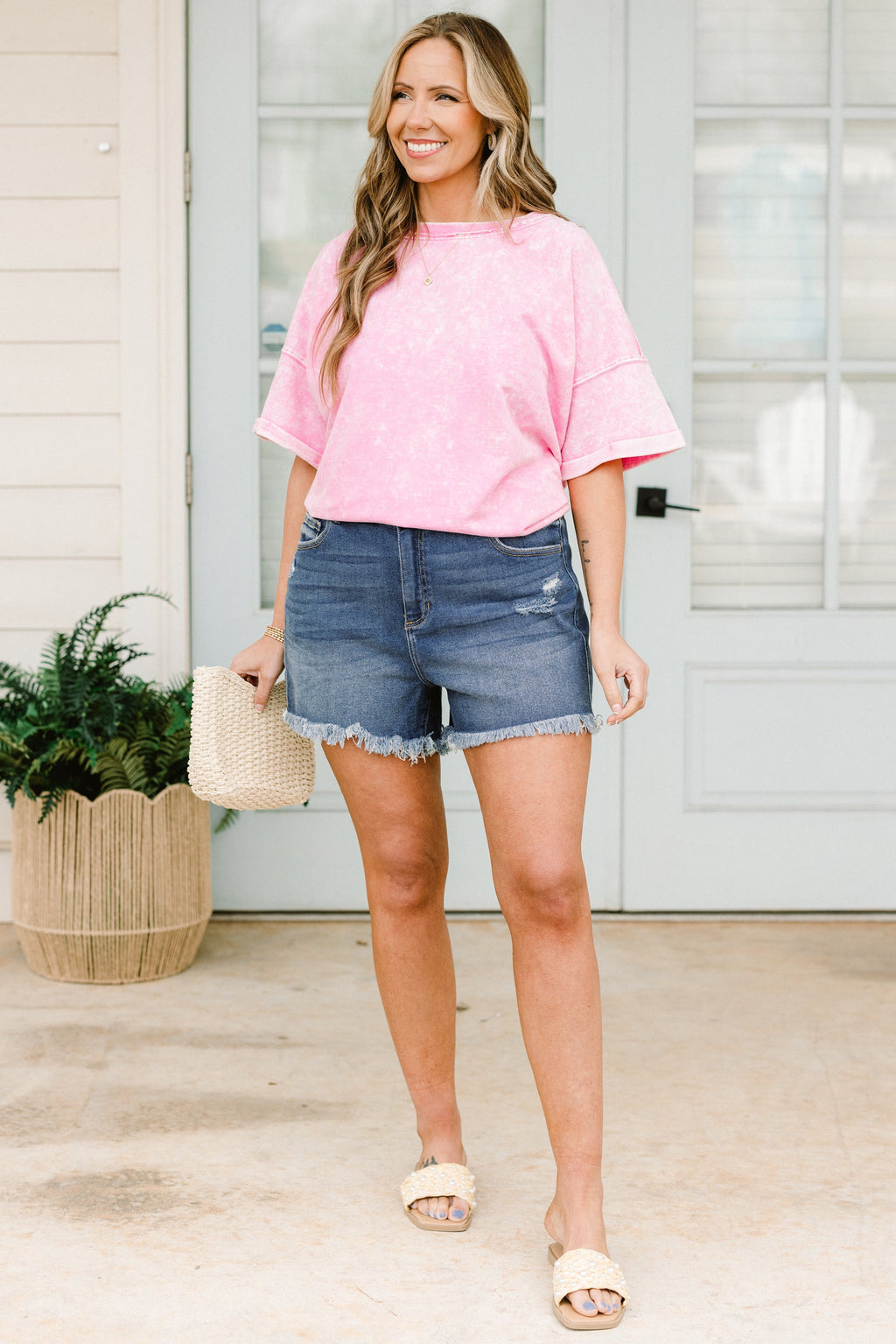 Can You Rock With Me Shorts, Dark Wash