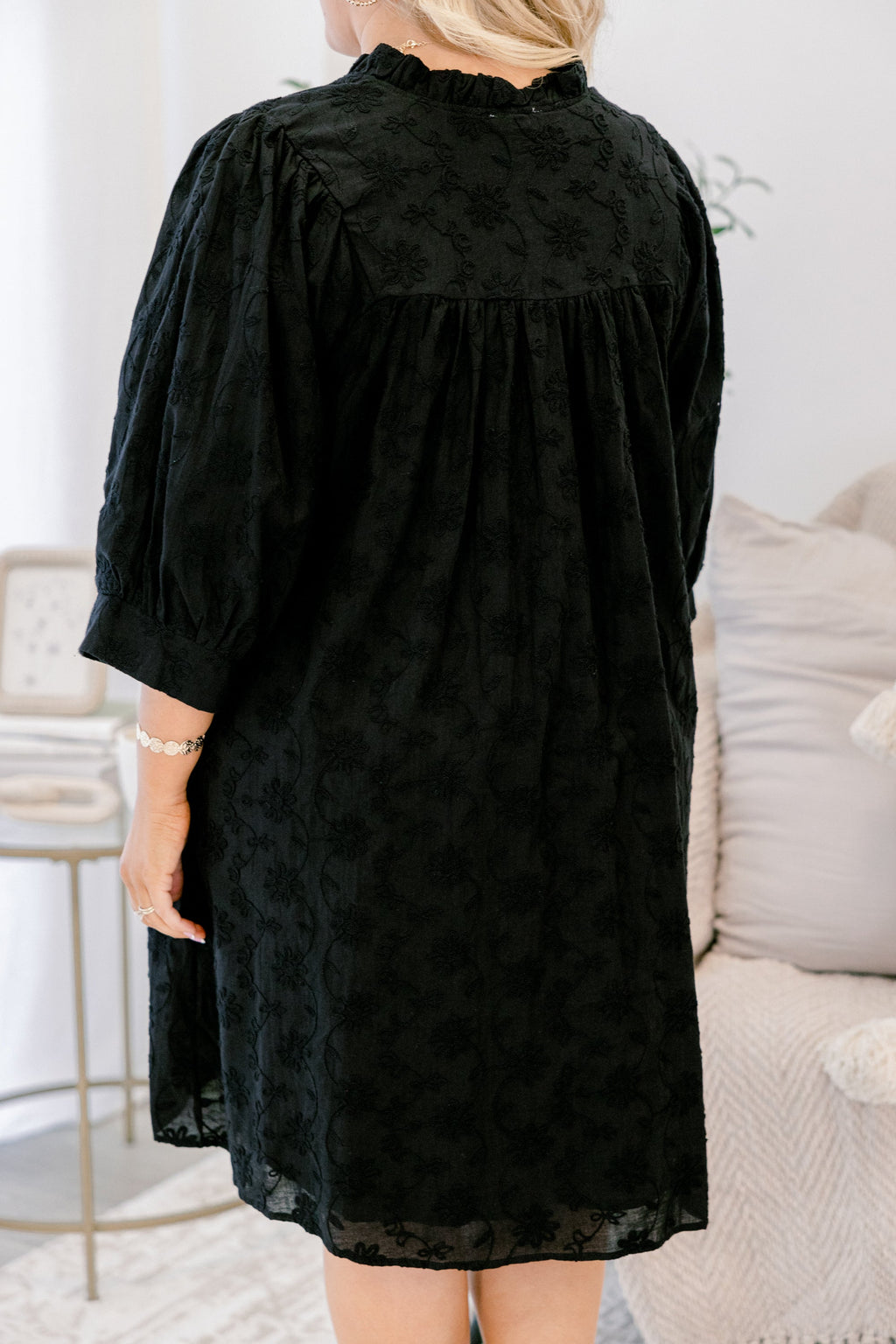 Can't Be Held Down Dress, Black Embroidery