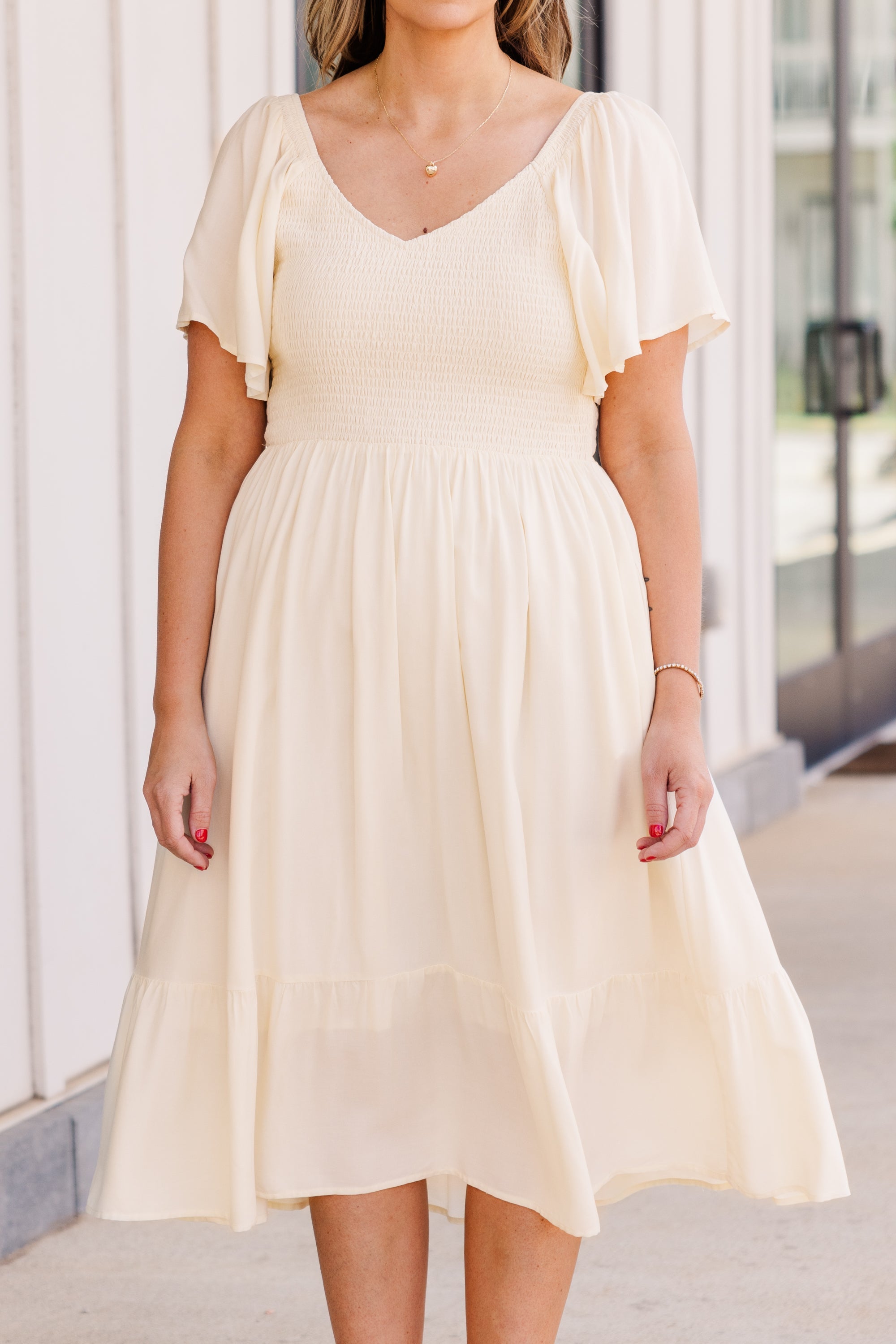 Can't Be Outdone Dress, Cream