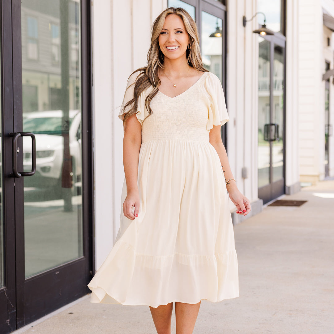 Can't Be Outdone Dress, Cream