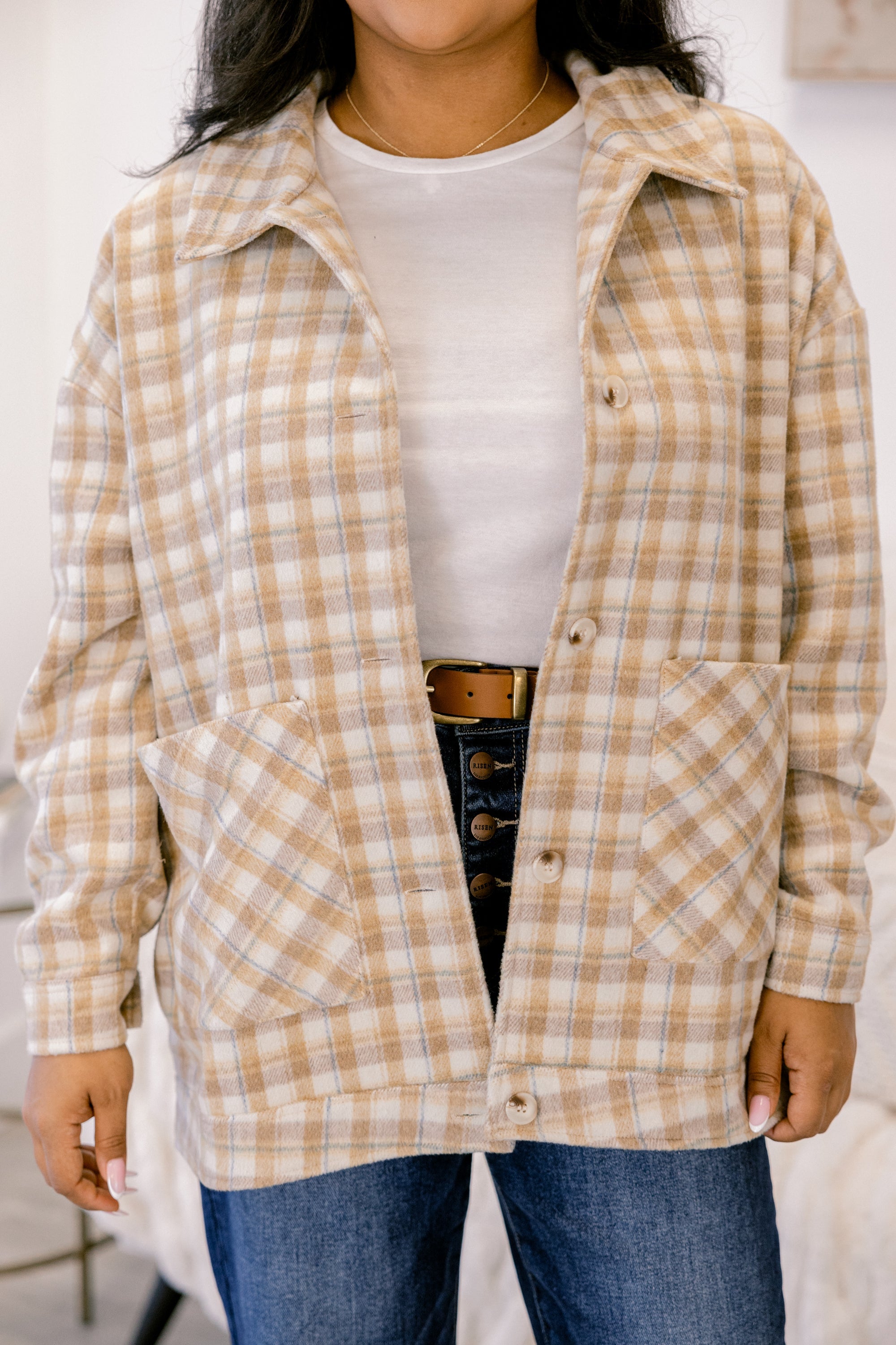 Can't Be Rushed Jacket, Brown Plaid