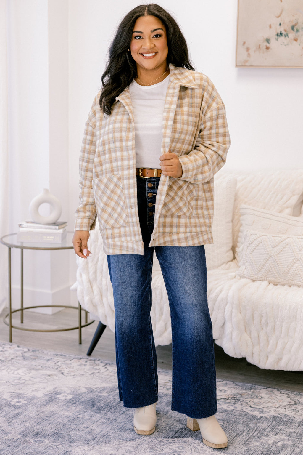 Can't Be Rushed Jacket, Brown Plaid