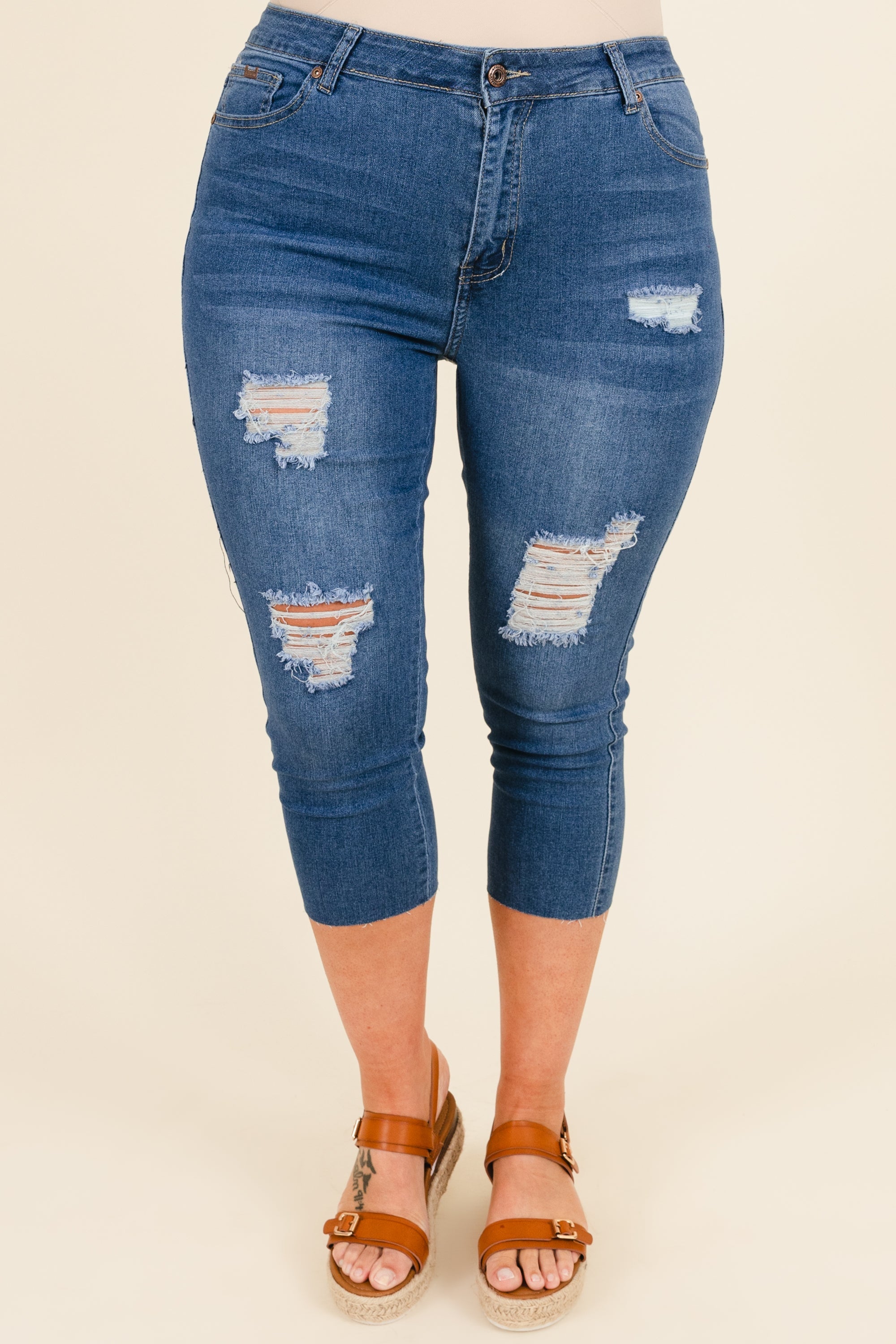 Can't Hate Me Capris, Medium Blue