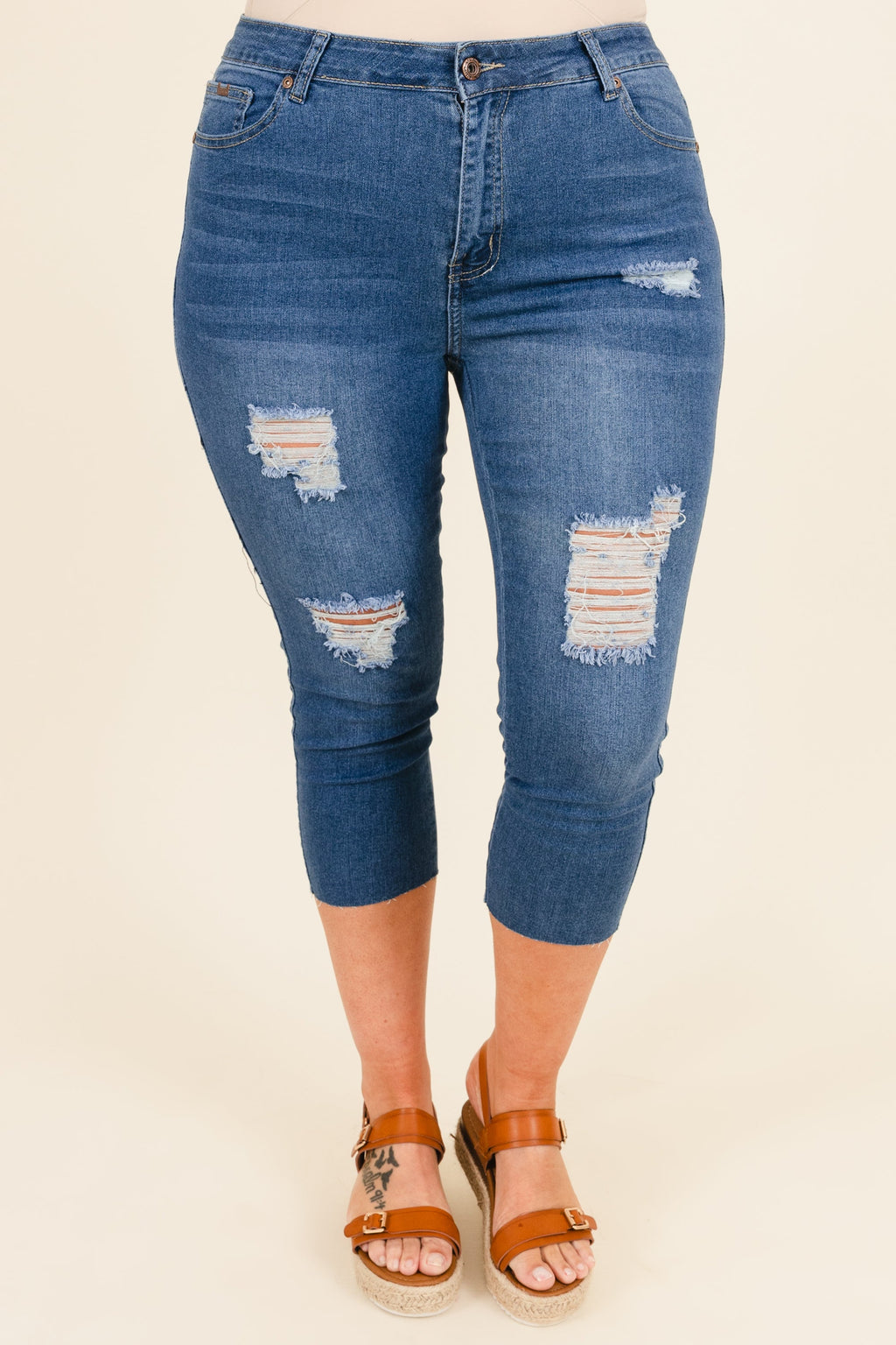 Can't Hate Me Capris, Medium Blue
