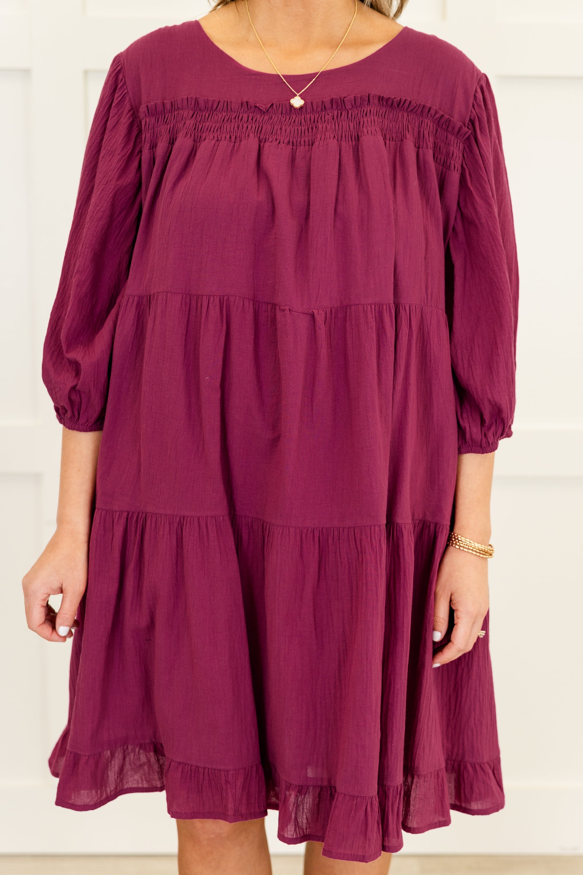 Candlelit Chats Dress, Plum