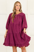 Candlelit Chats Dress, Plum