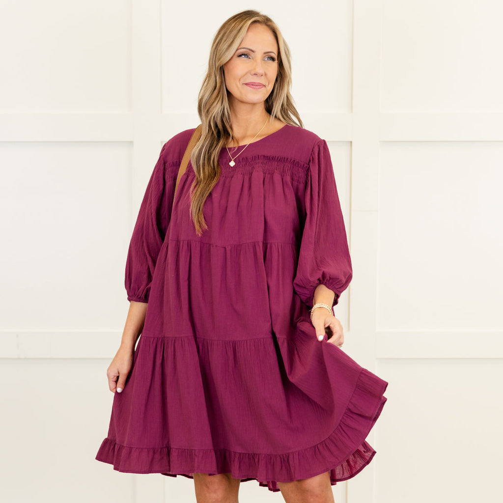 Candlelit Chats Dress, Plum