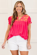 Carolina Lily Top, Hot Pink