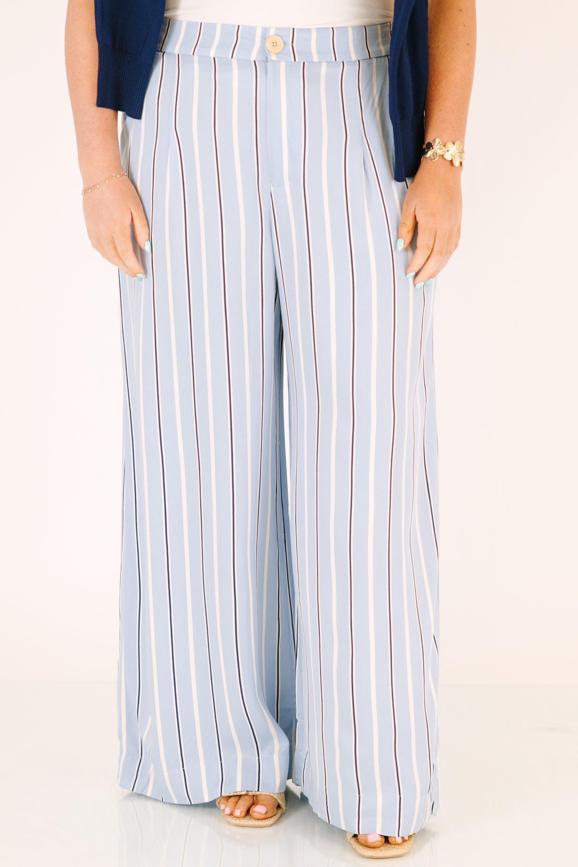 Casual Weekday Pants, Blue Stripe