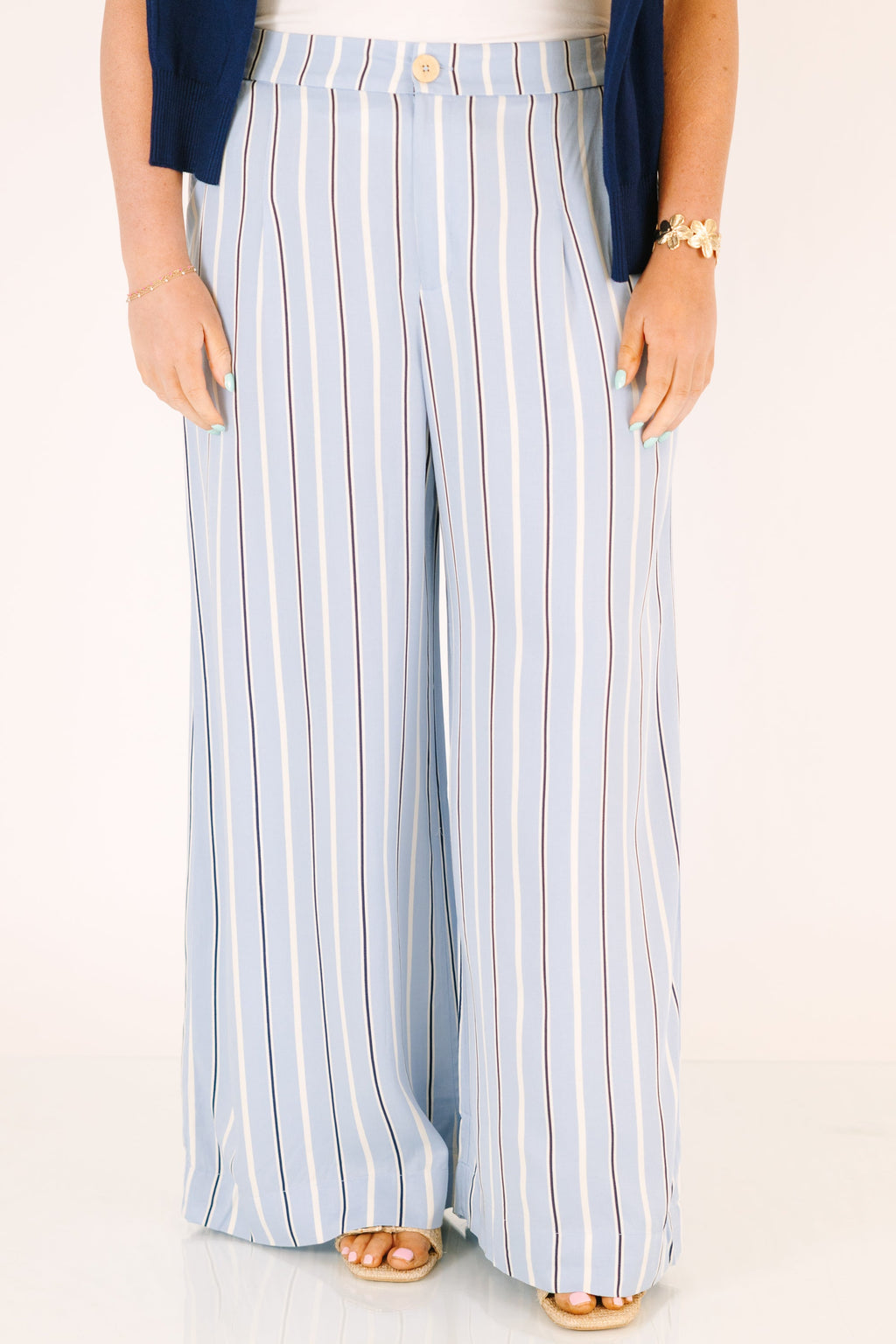 Casual Weekday Pants, Blue Stripe