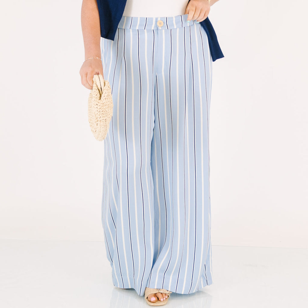 Casual Weekday Pants, Blue Stripe