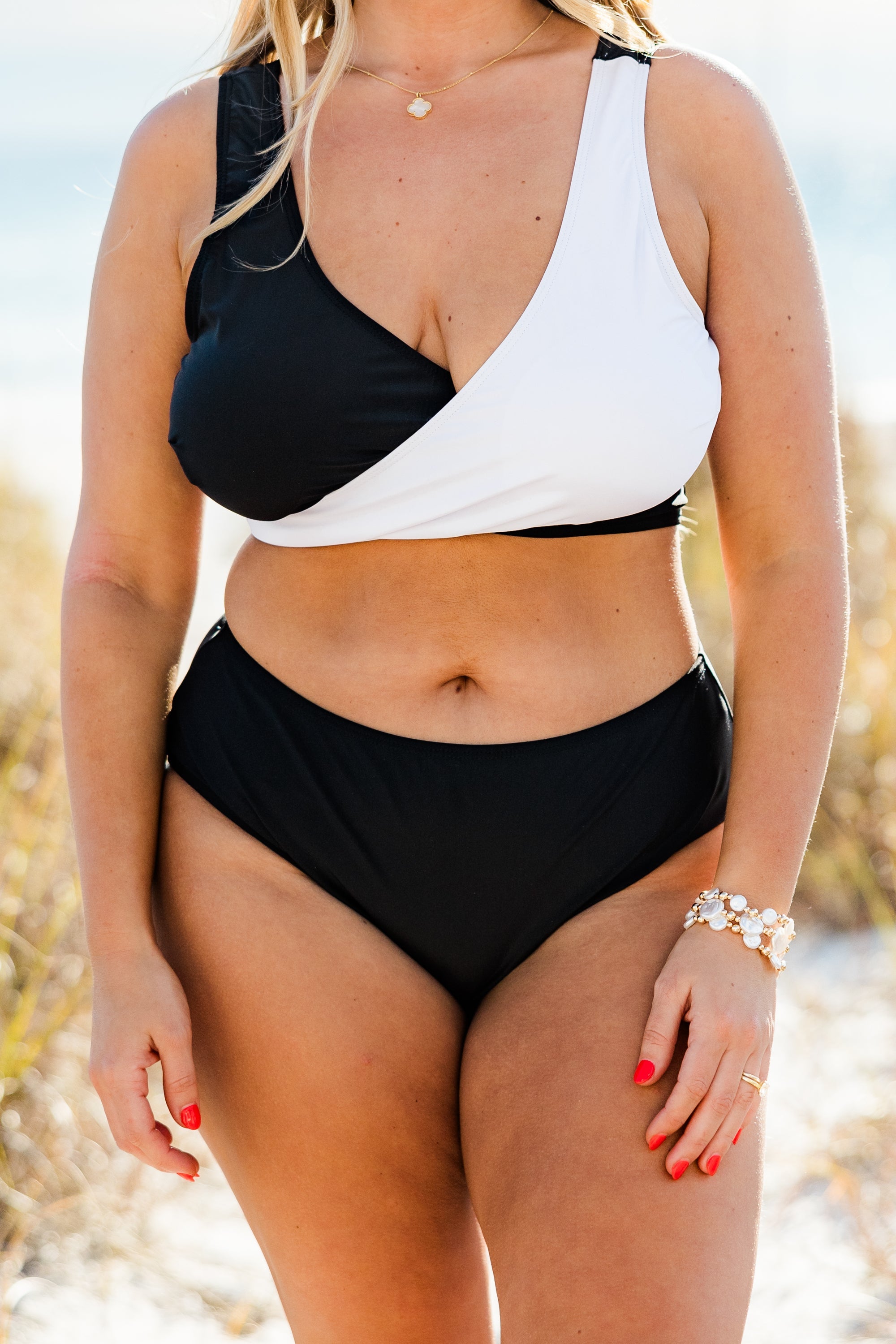 Catch Flights Swim Bottom, Black/White