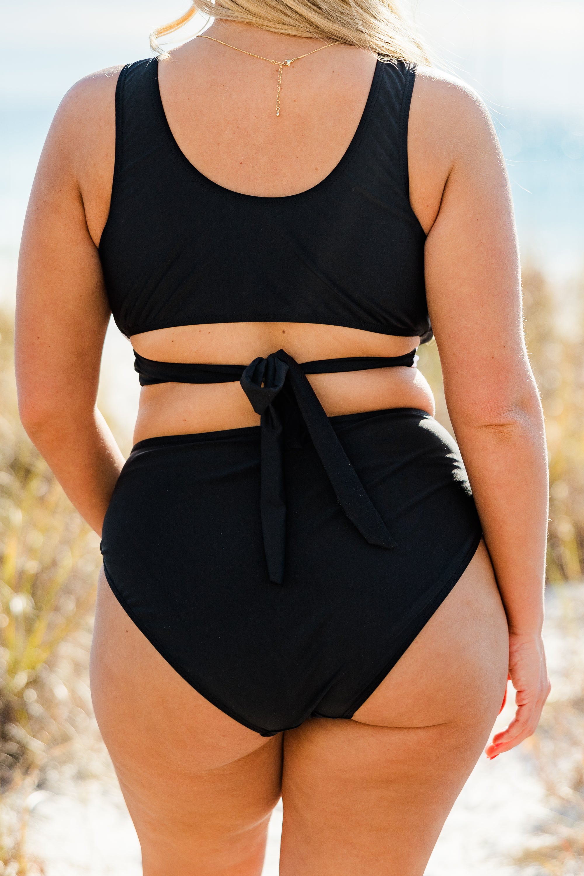 Catch Flights Swim Top, Black/White