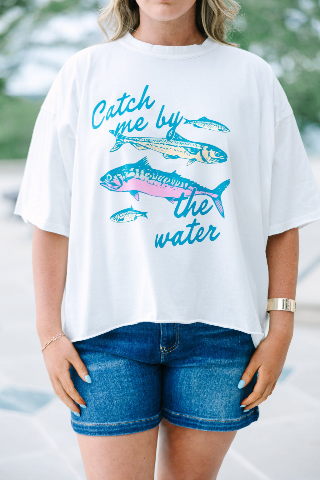 Catch Me by the Water Vintage Wash Tee, White
