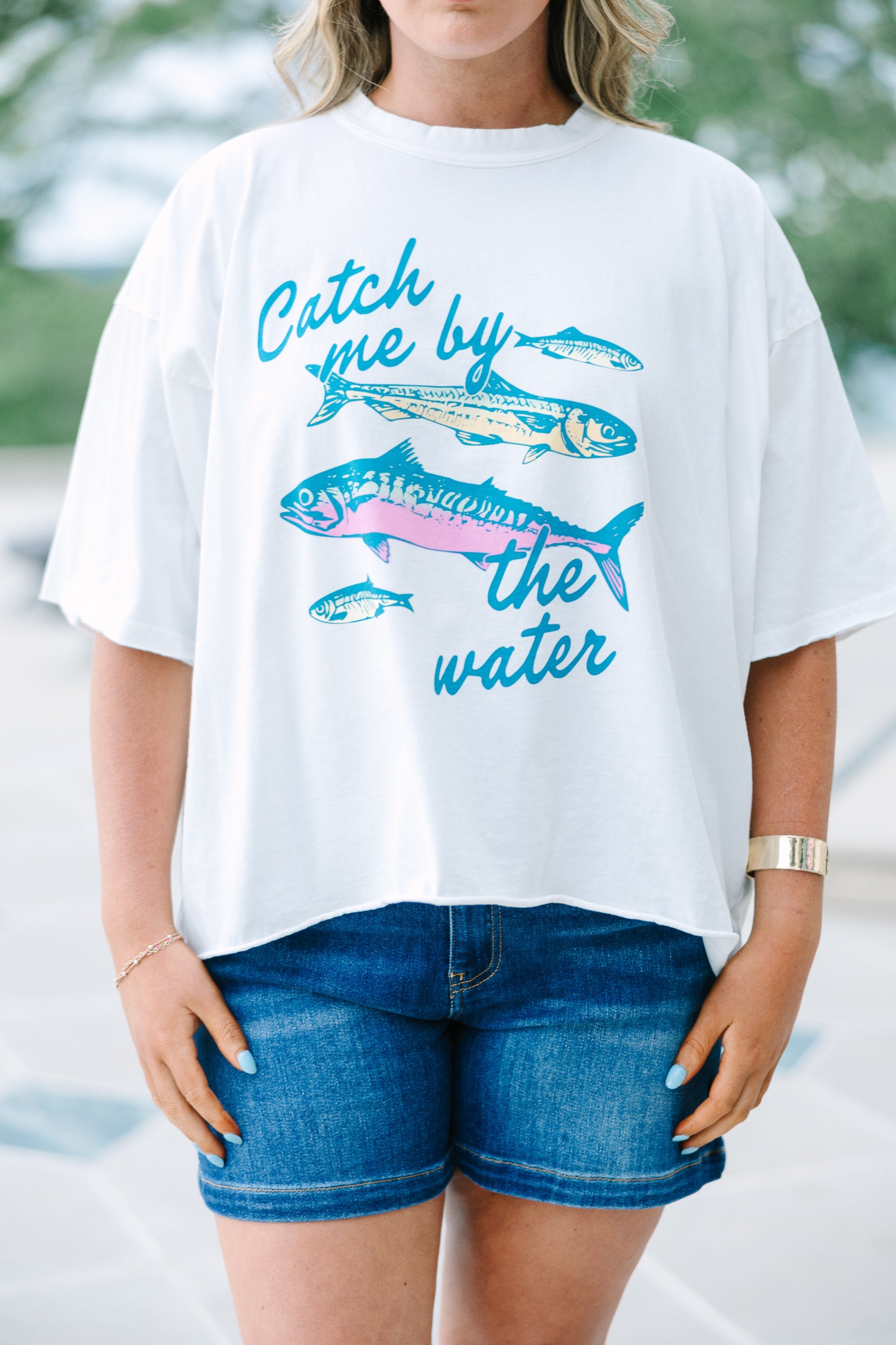 Catch Me by the Water Vintage Wash Tee, White