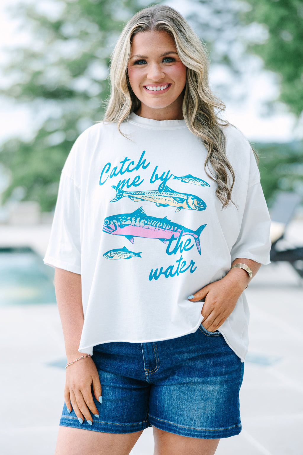 Catch Me by the Water Vintage Wash Tee, White