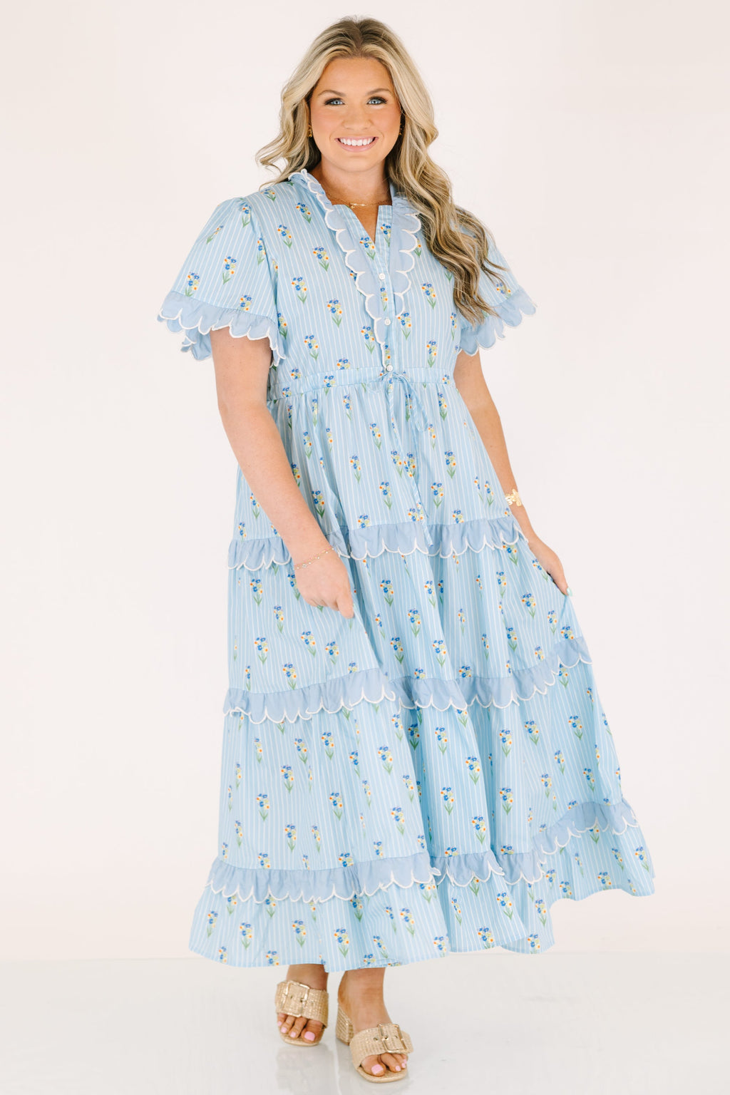 Caught You Smiling Dress, Blue