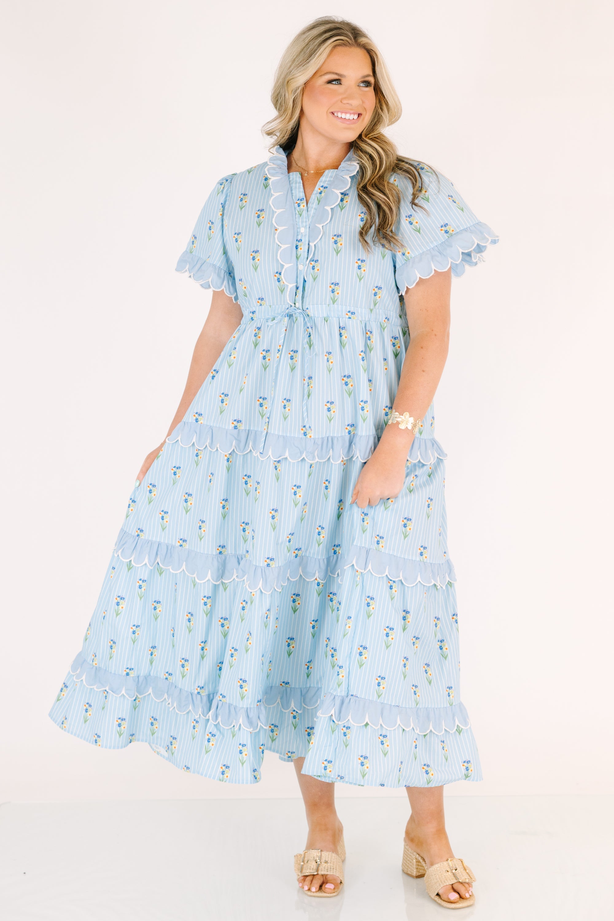 Caught You Smiling Dress, Blue