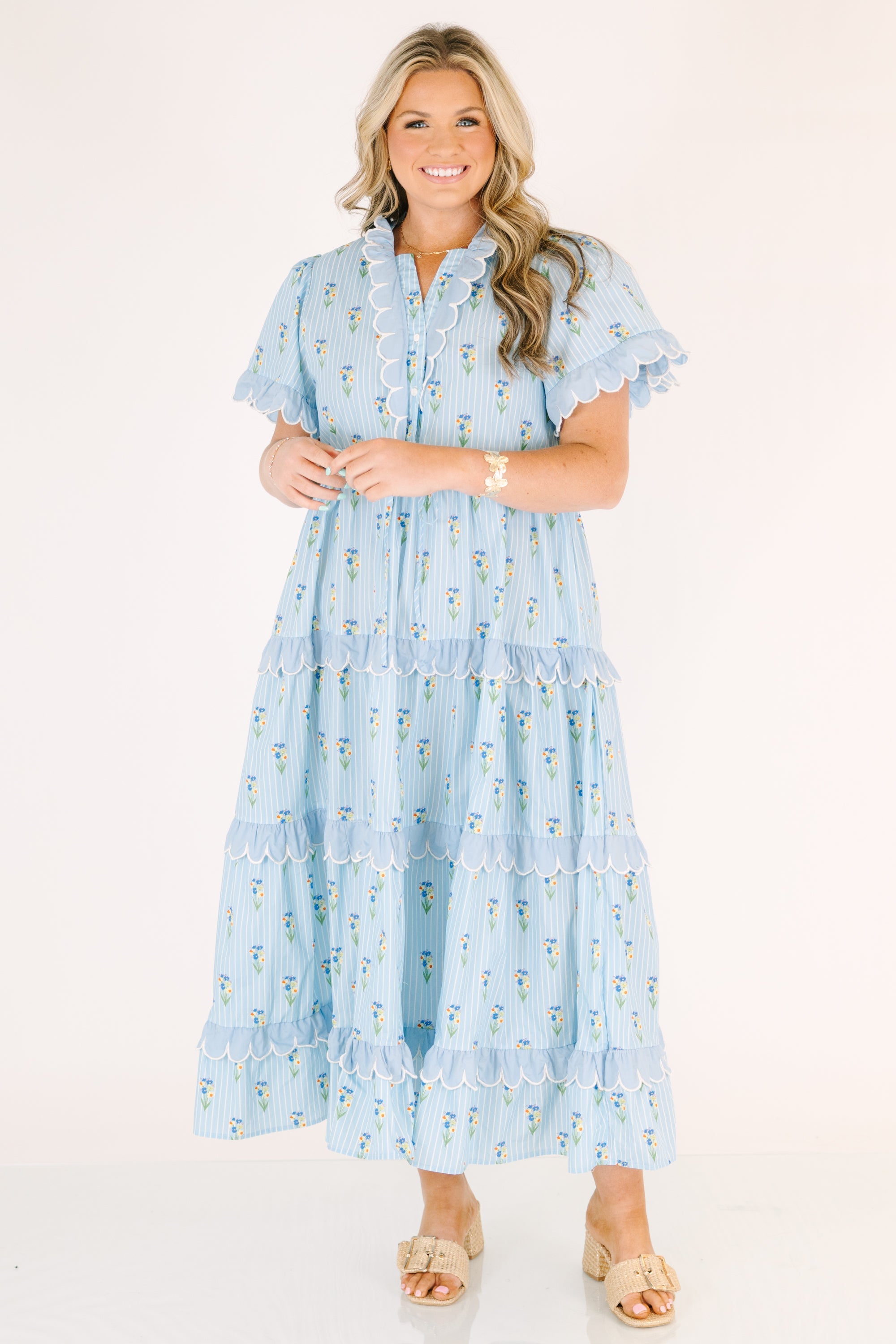 Caught You Smiling Dress, Blue
