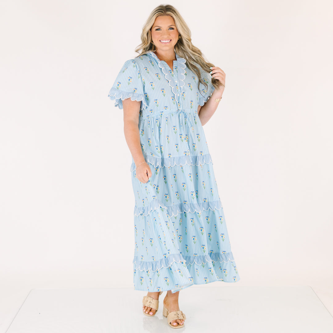 Caught You Smiling Dress, Blue