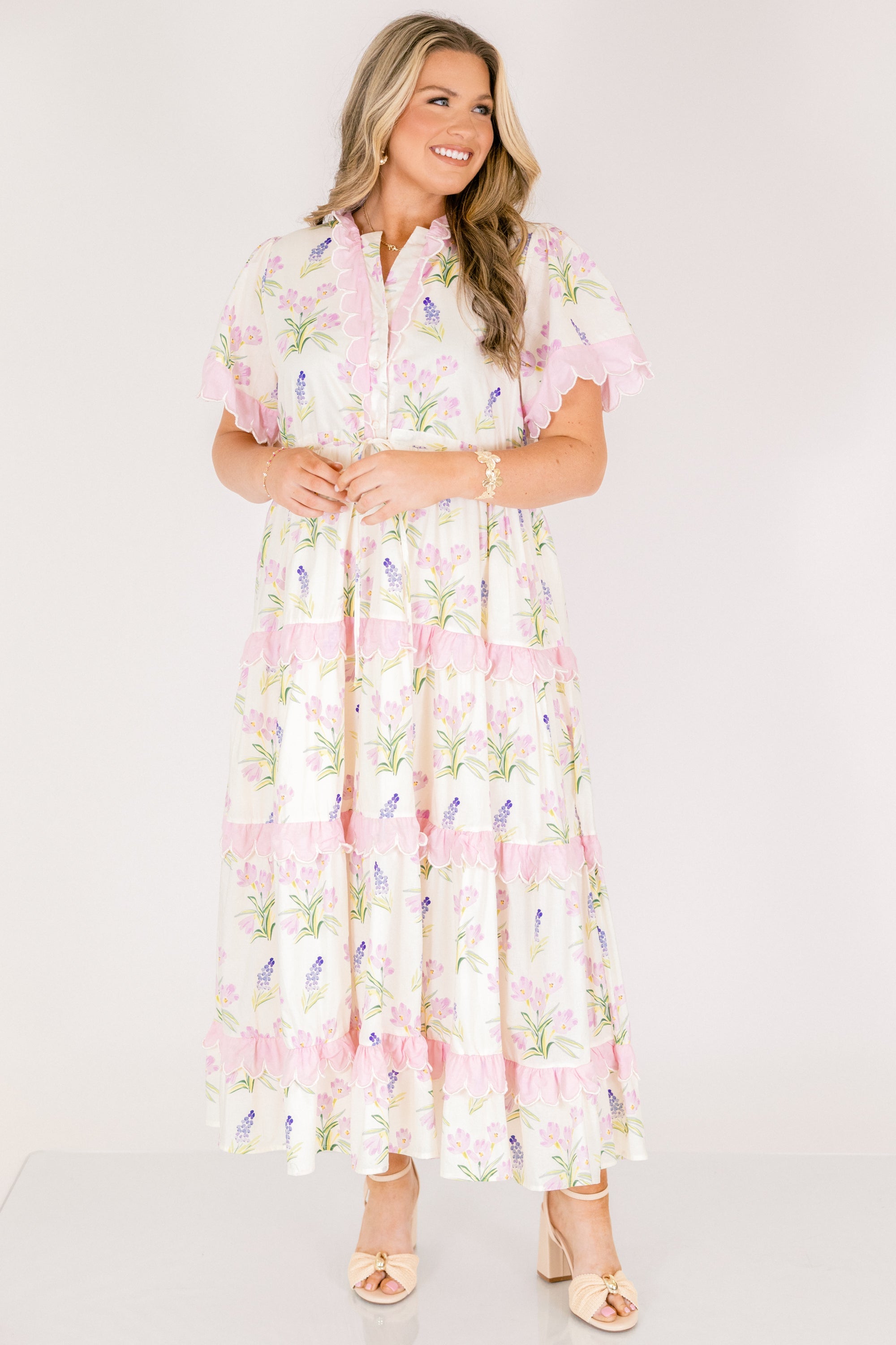 Caught You Smiling Dress, Cream