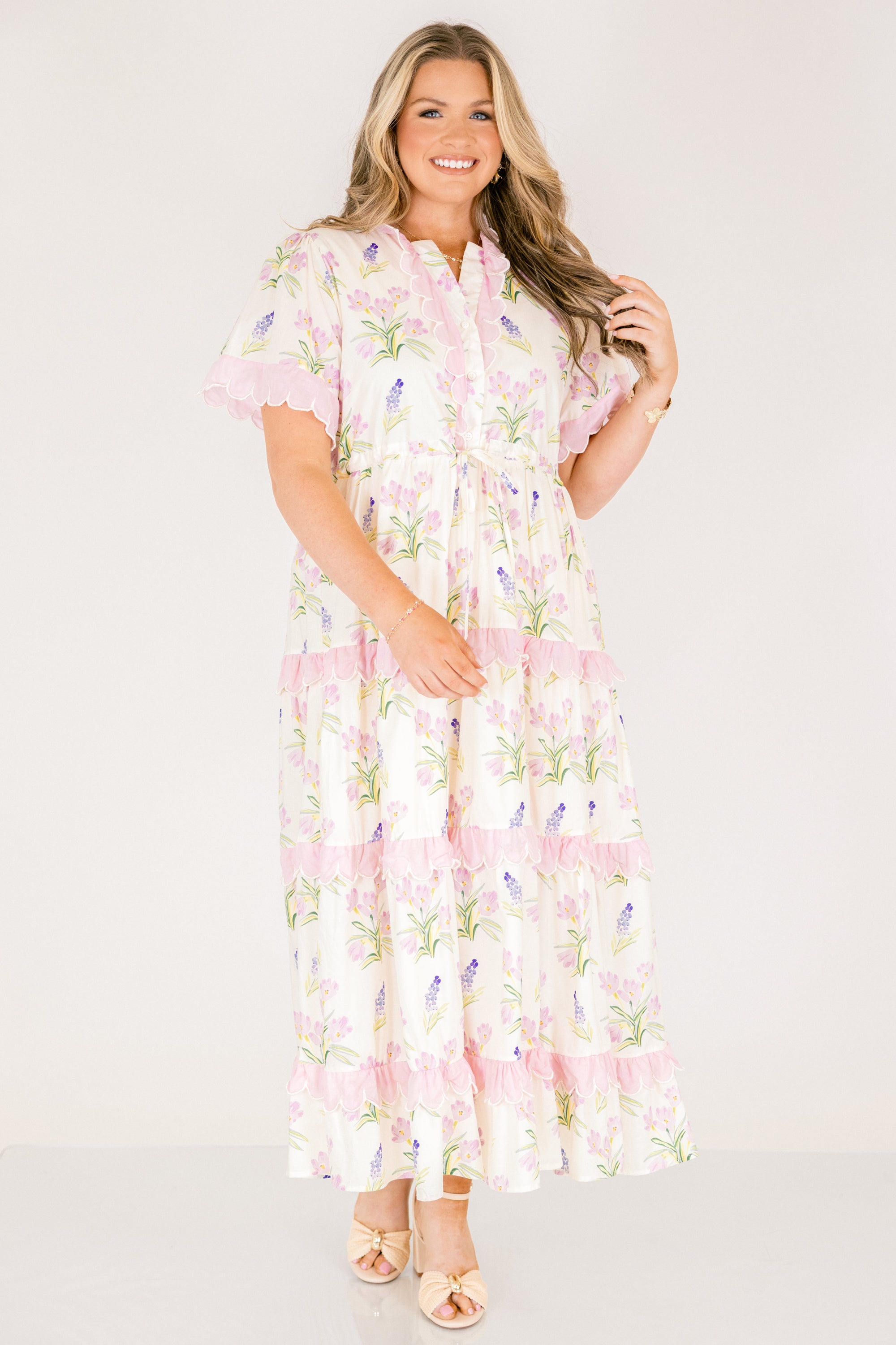 Caught You Smiling Dress, Cream