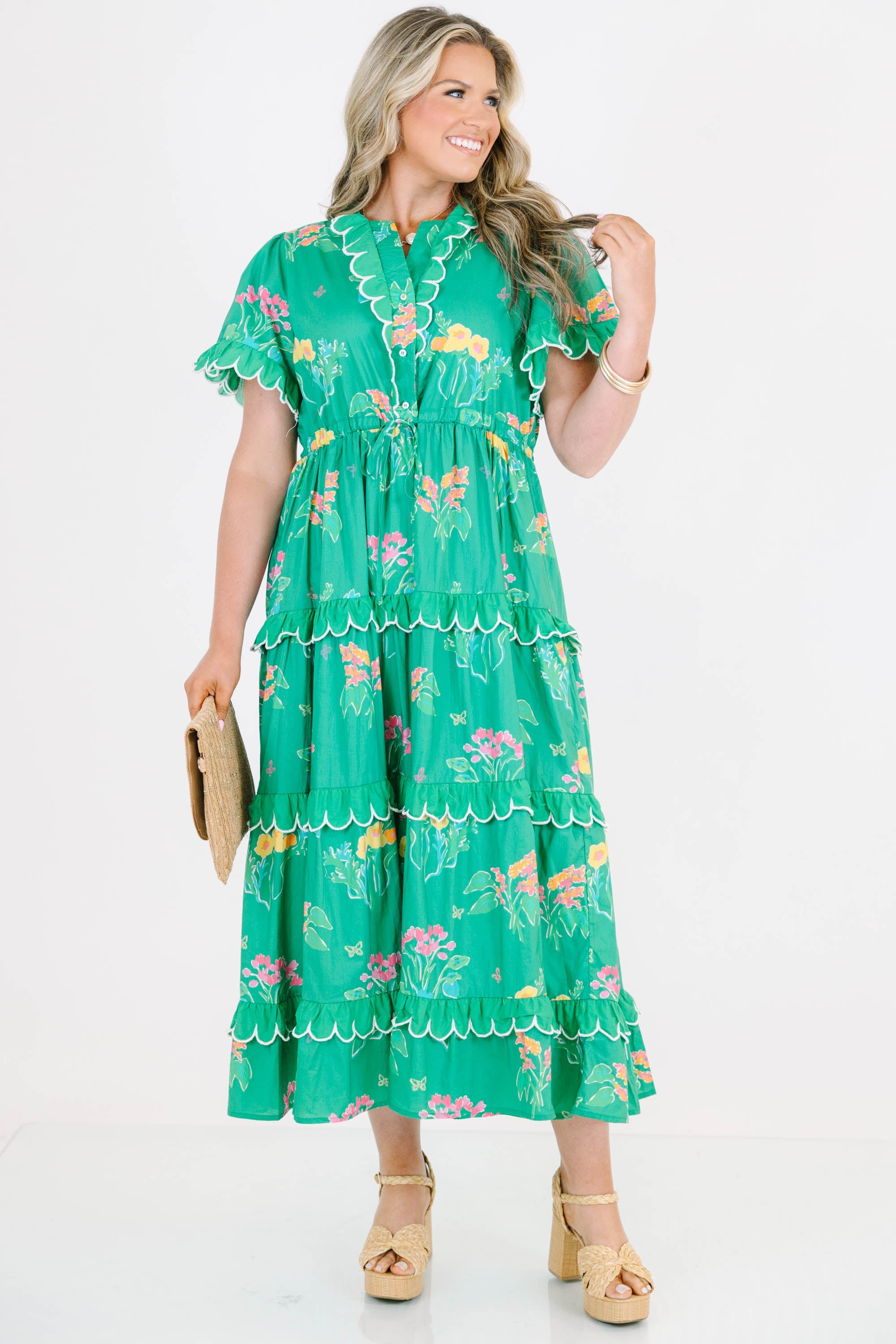 Caught You Smiling Dress, Green