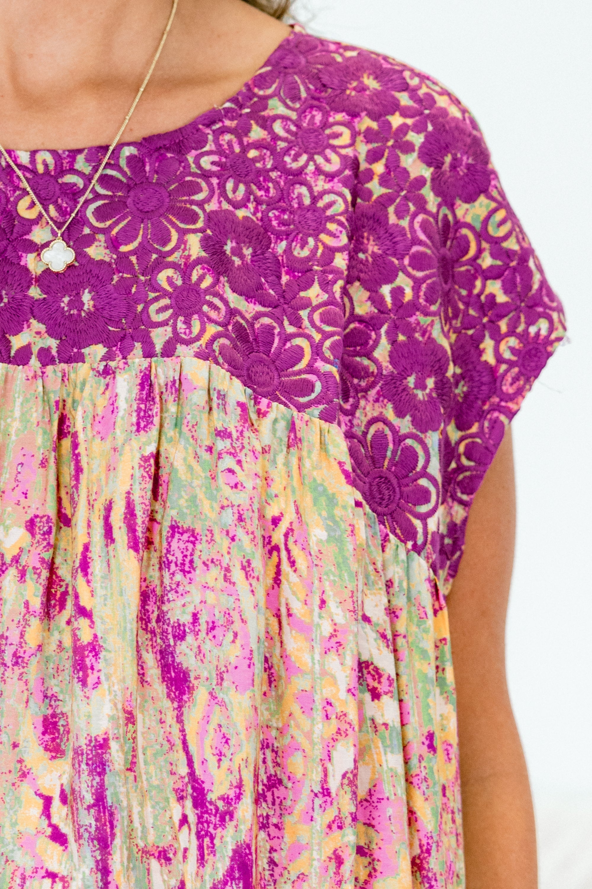 Cherry Blossom Trees Top, Magenta Multi