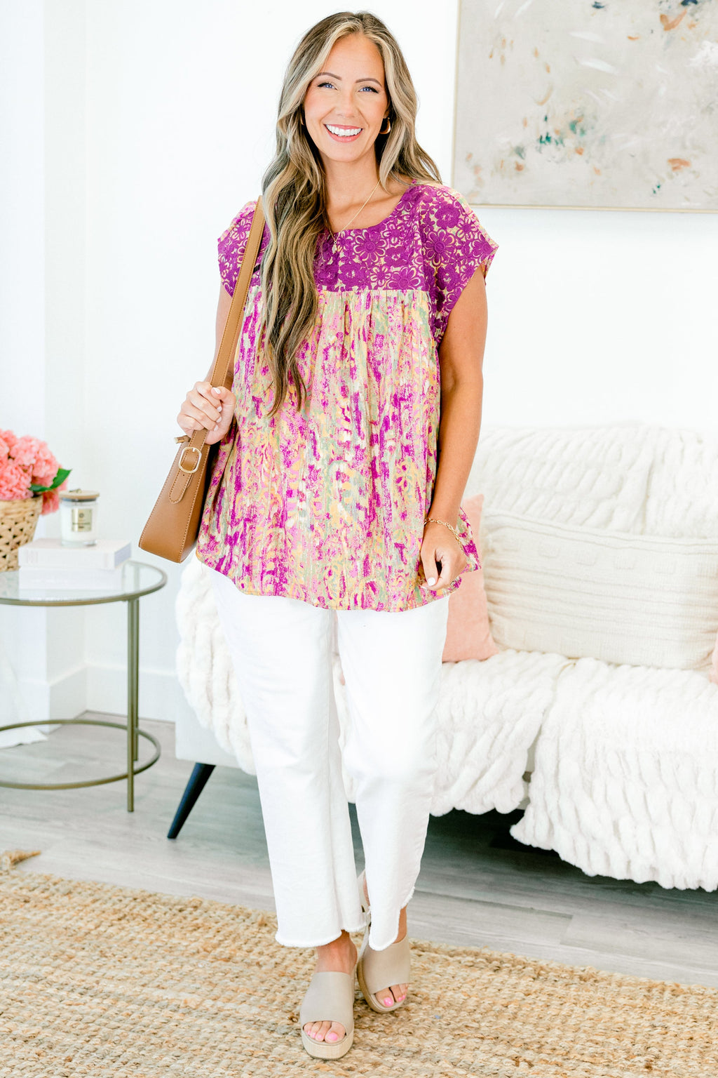 Cherry Blossom Trees Top, Magenta Multi