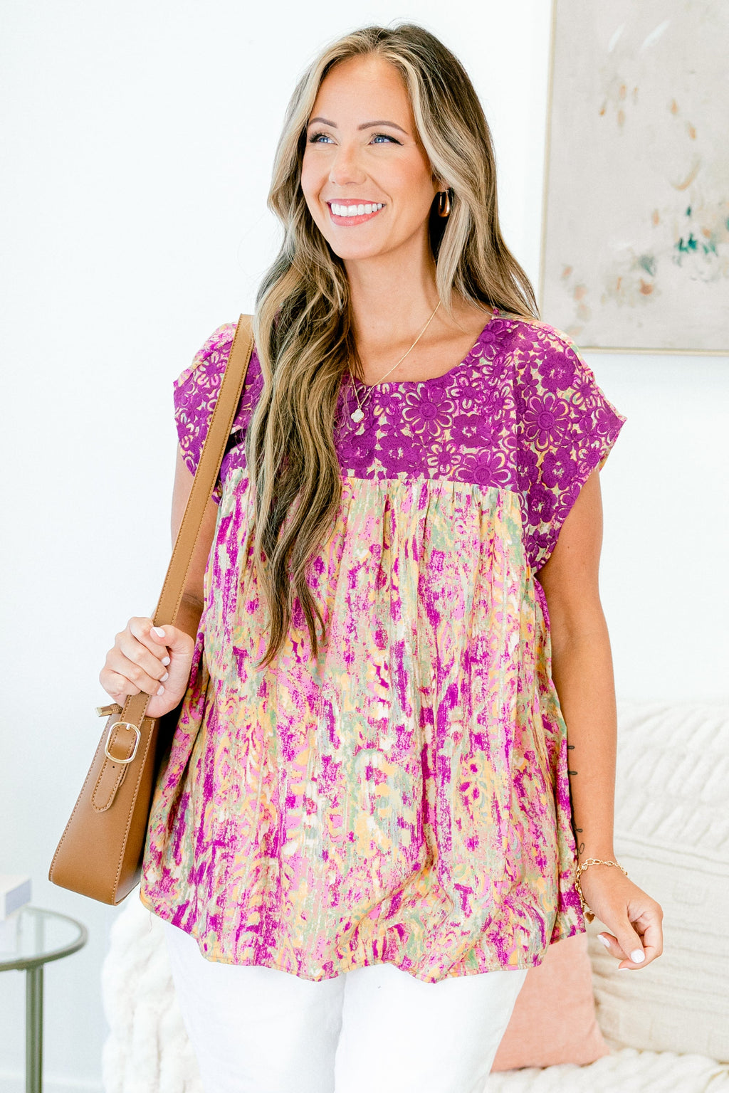 Cherry Blossom Trees Top, Magenta Multi
