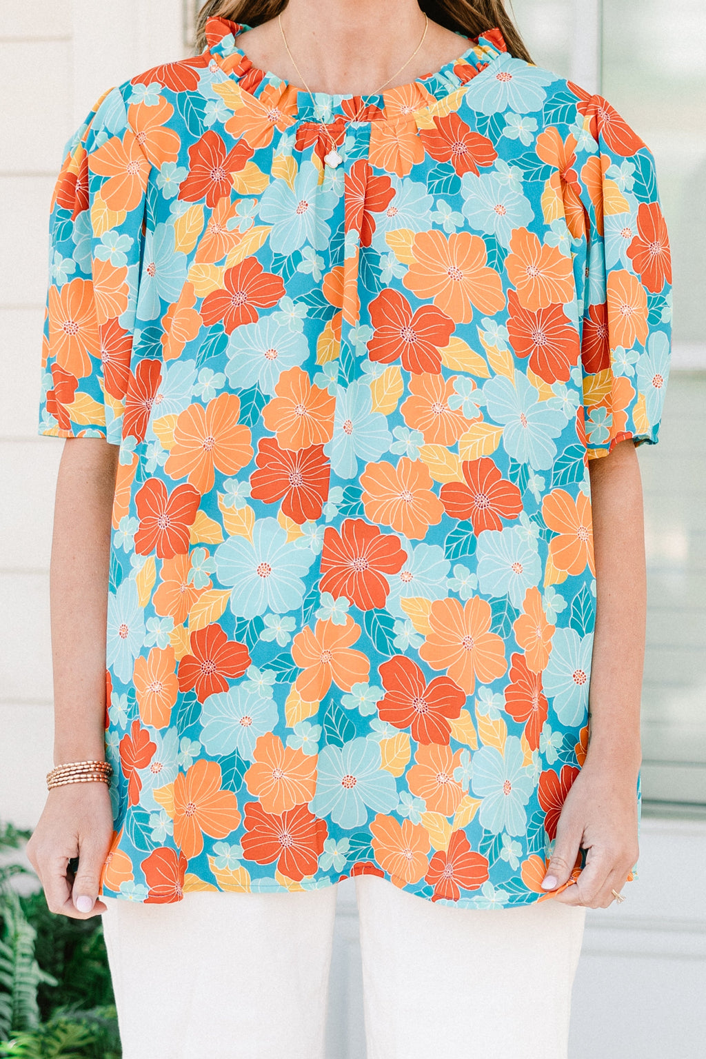 Citrus Bloom Blouse, Blue