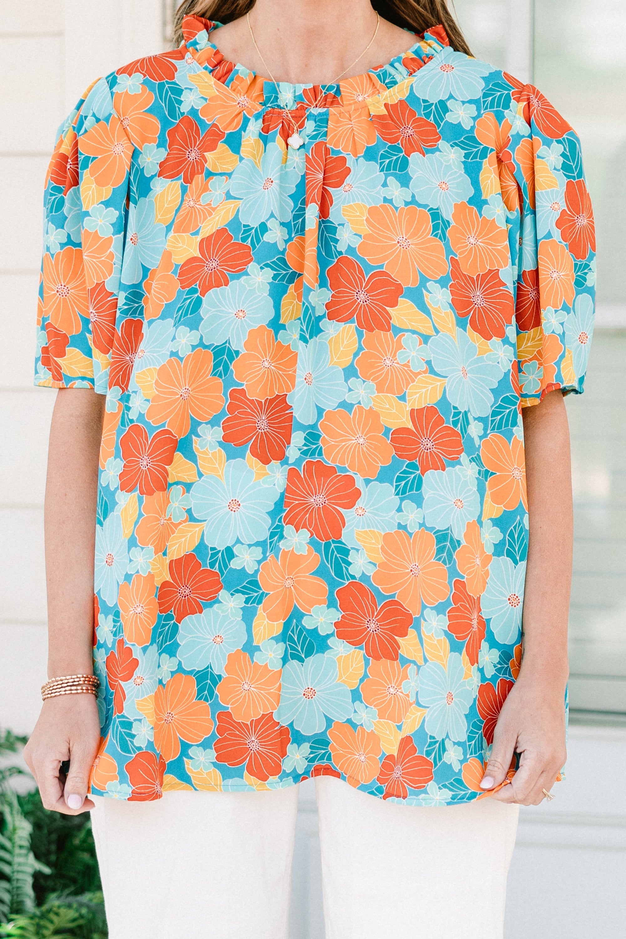 Citrus Bloom Blouse, Blue