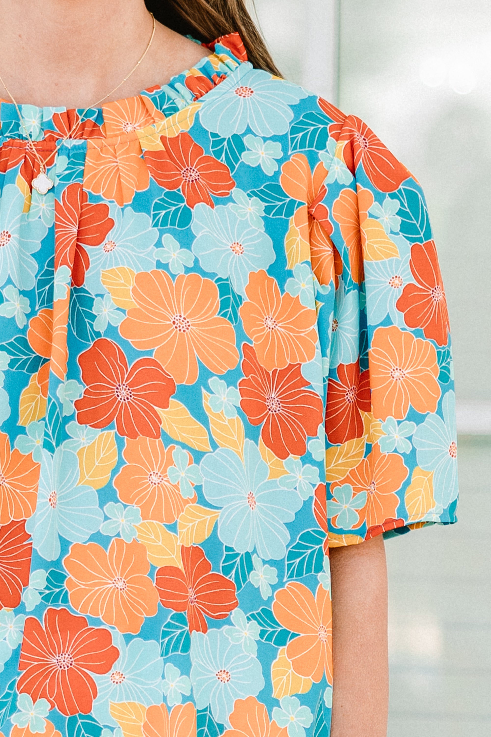 Citrus Bloom Blouse, Blue