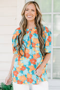 Citrus Bloom Blouse, Blue